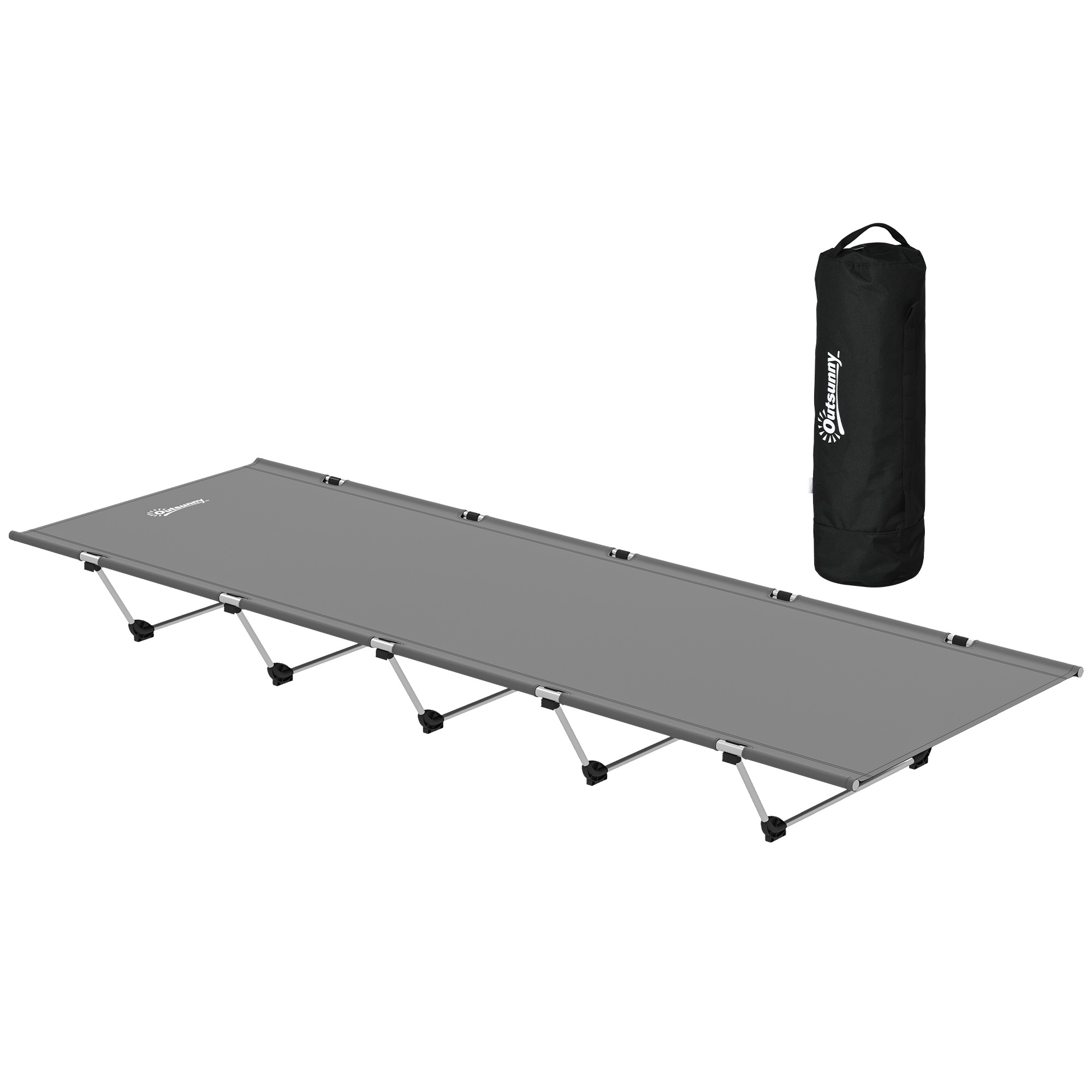 SUNVISTA Lightweight Camping Bed, Aluminium Portable Camp Cot w/ Strong Support 150kg and Carry Bag for Camping, Dark Grey - Life Essentials