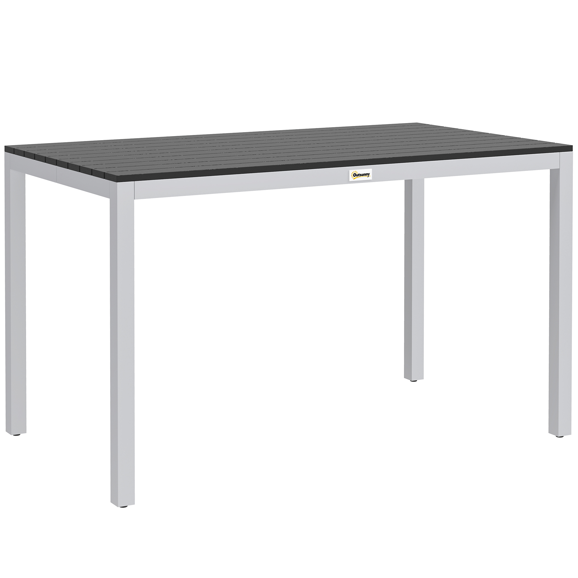 SUNVISTA 4-6 Person Outdoor Dining Table, 120x70cm Slatted Aluminium Frame, Black - Life Essentials