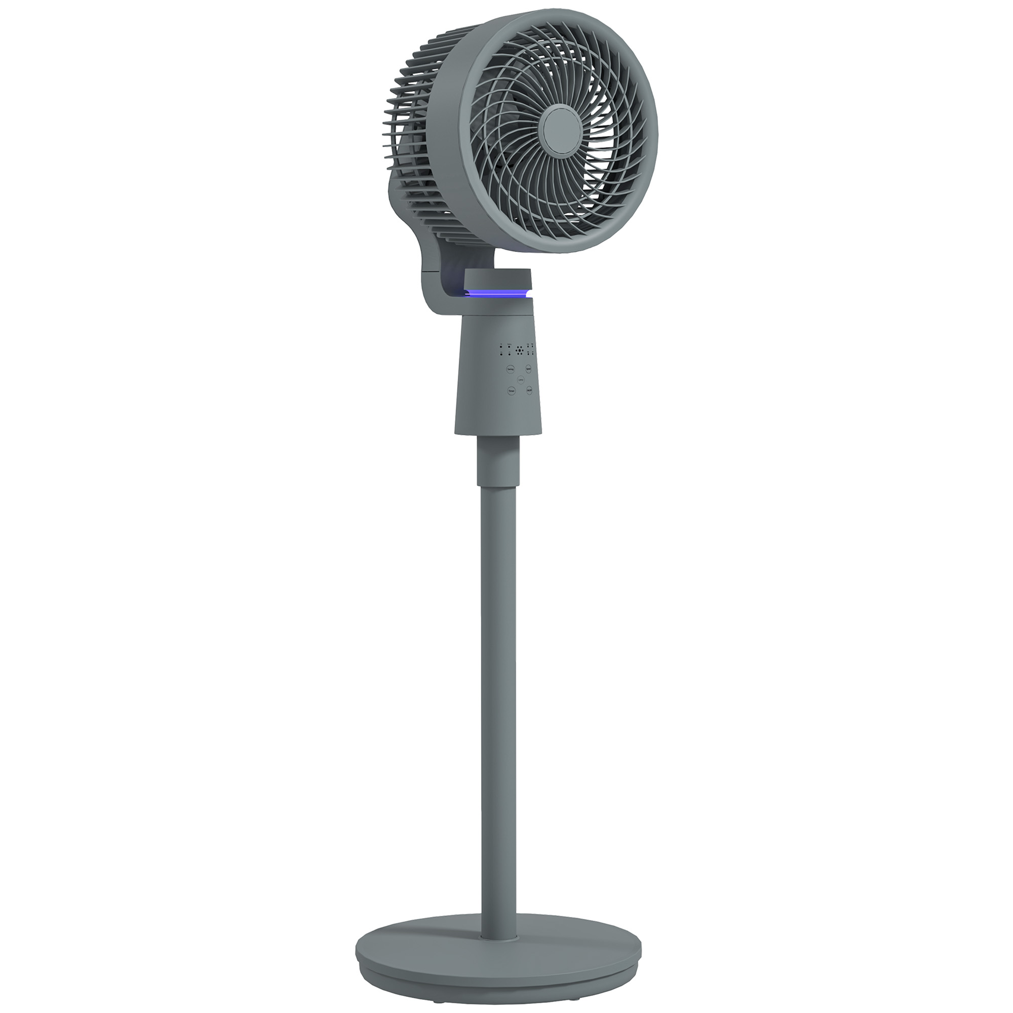 HERON Pedestal Air Circulation Fan with Oscillating, Light Off, Grey - Life Essentials