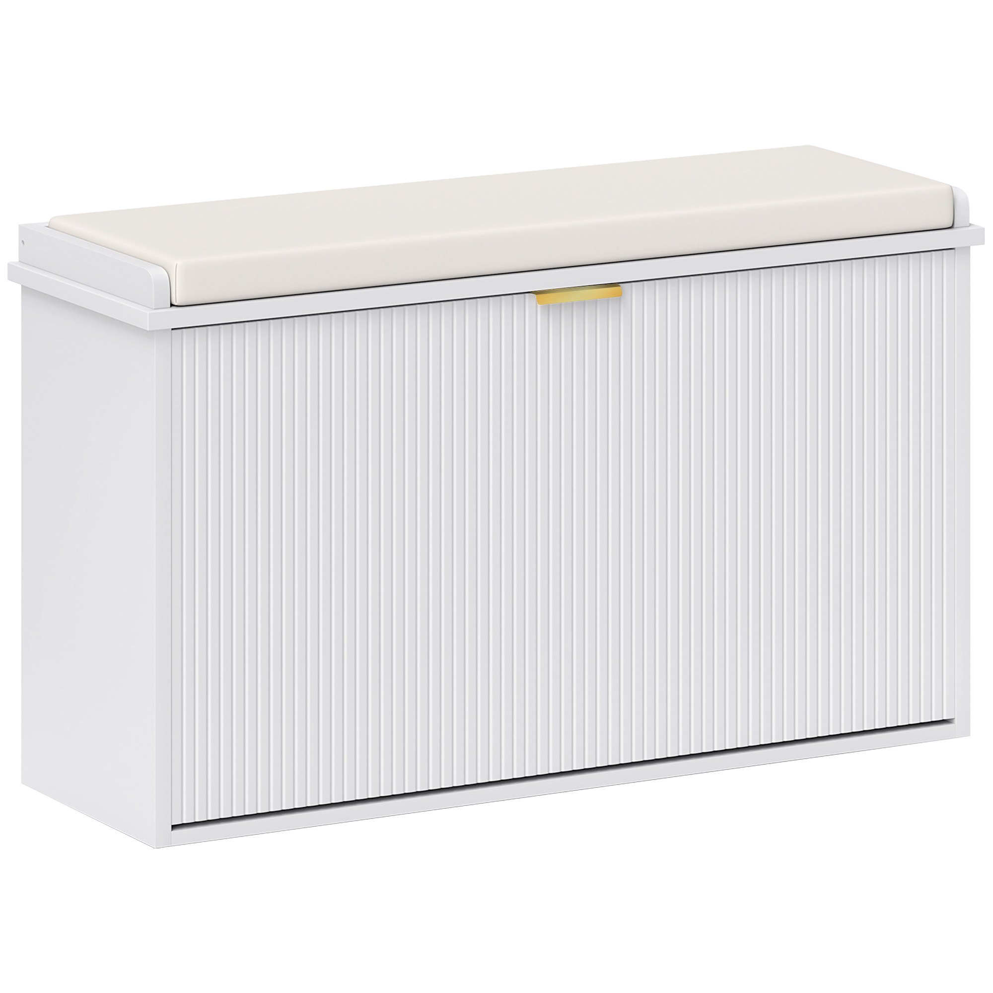 KELVIN 8 Pair Medium Shoe Bench Cabinet White - Life Essentials