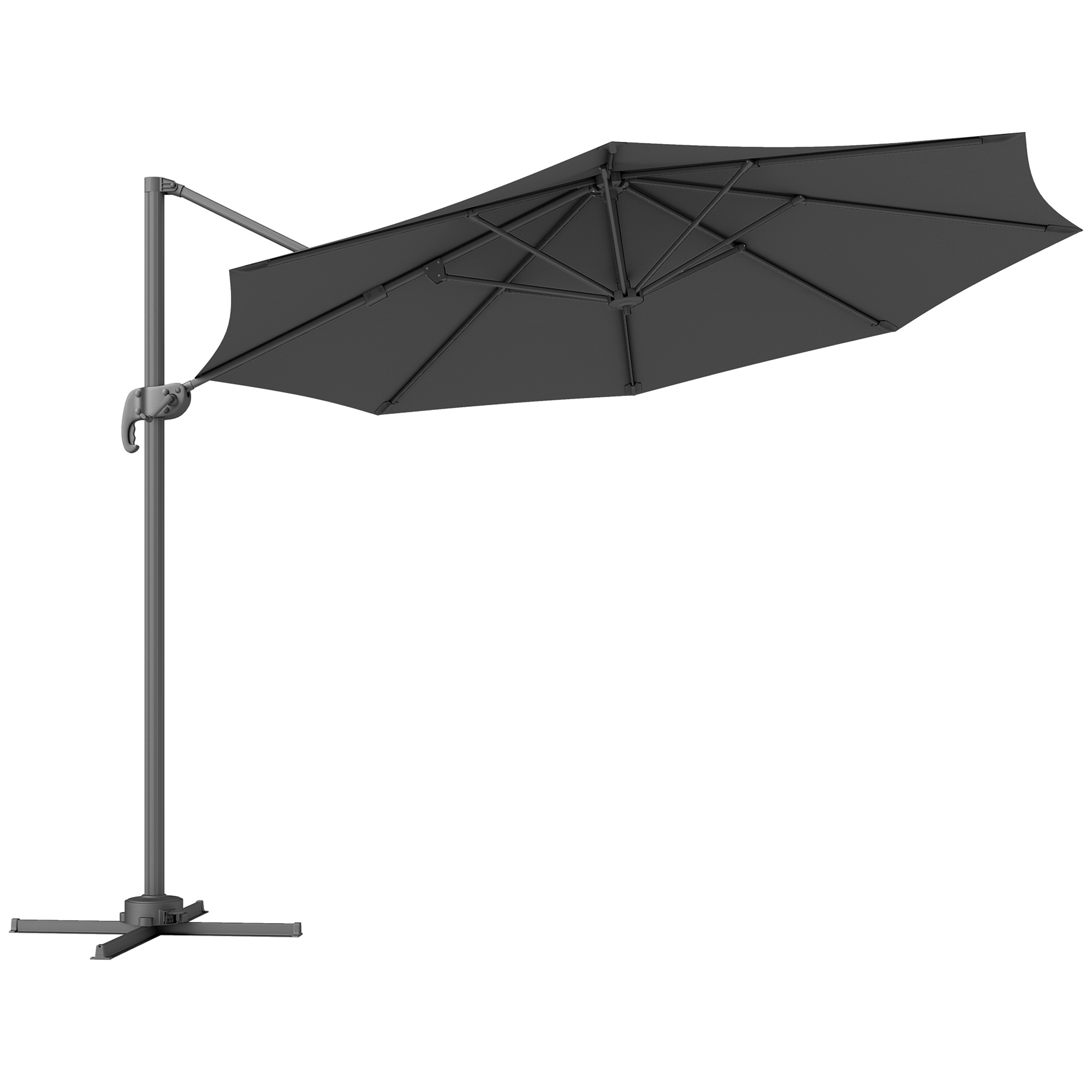 SUNVISTA 3 x 3(m) Cantilever Parasol with Cross Base, Garden Umbrella with 360degree Rotation, Crank Handle and Tilt for Outdoor, Black - Life 
