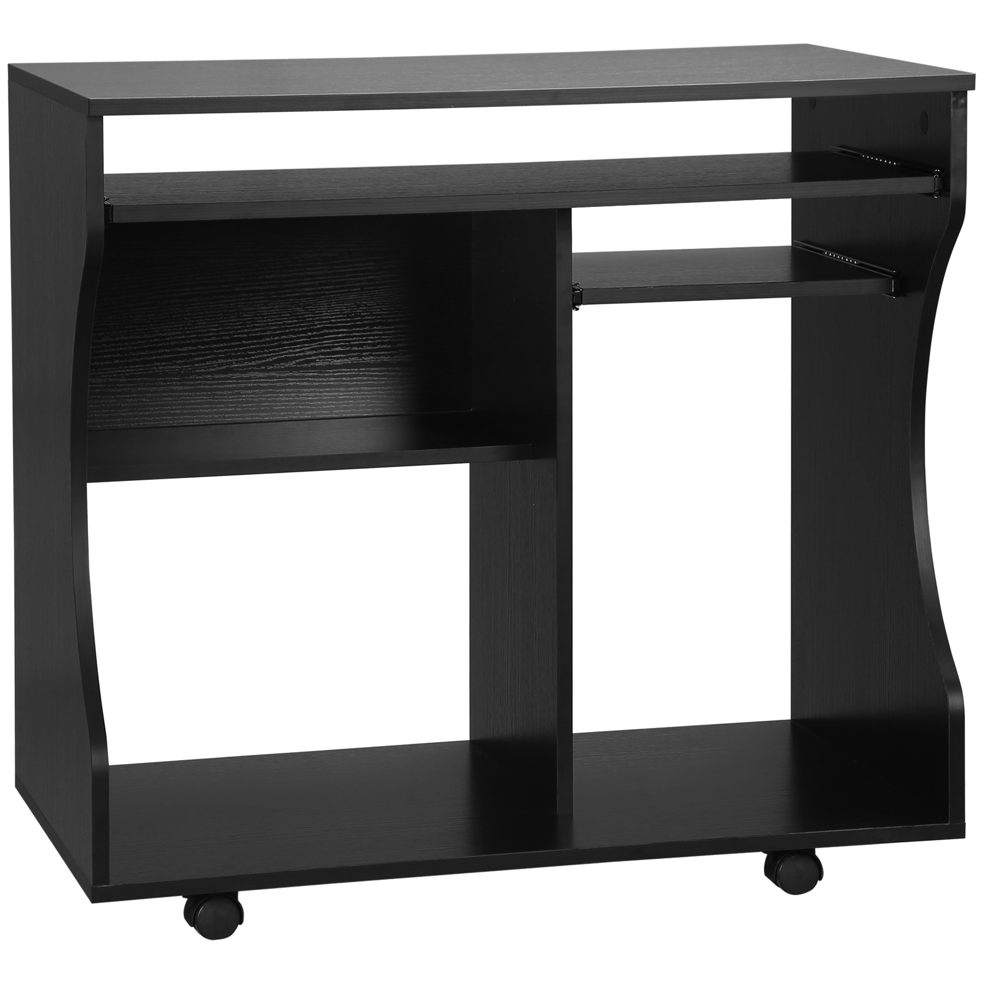 HERON Multi-Storage Compact Work Desk, with Wheels - Black - Life Essentials