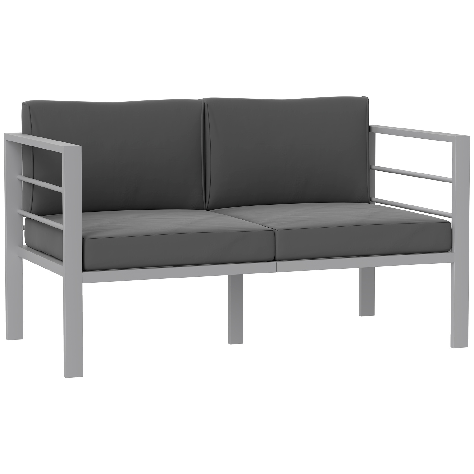 SUNVISTA Two-Seater Aluminium Garden Sofa - Grey - Life Essentials