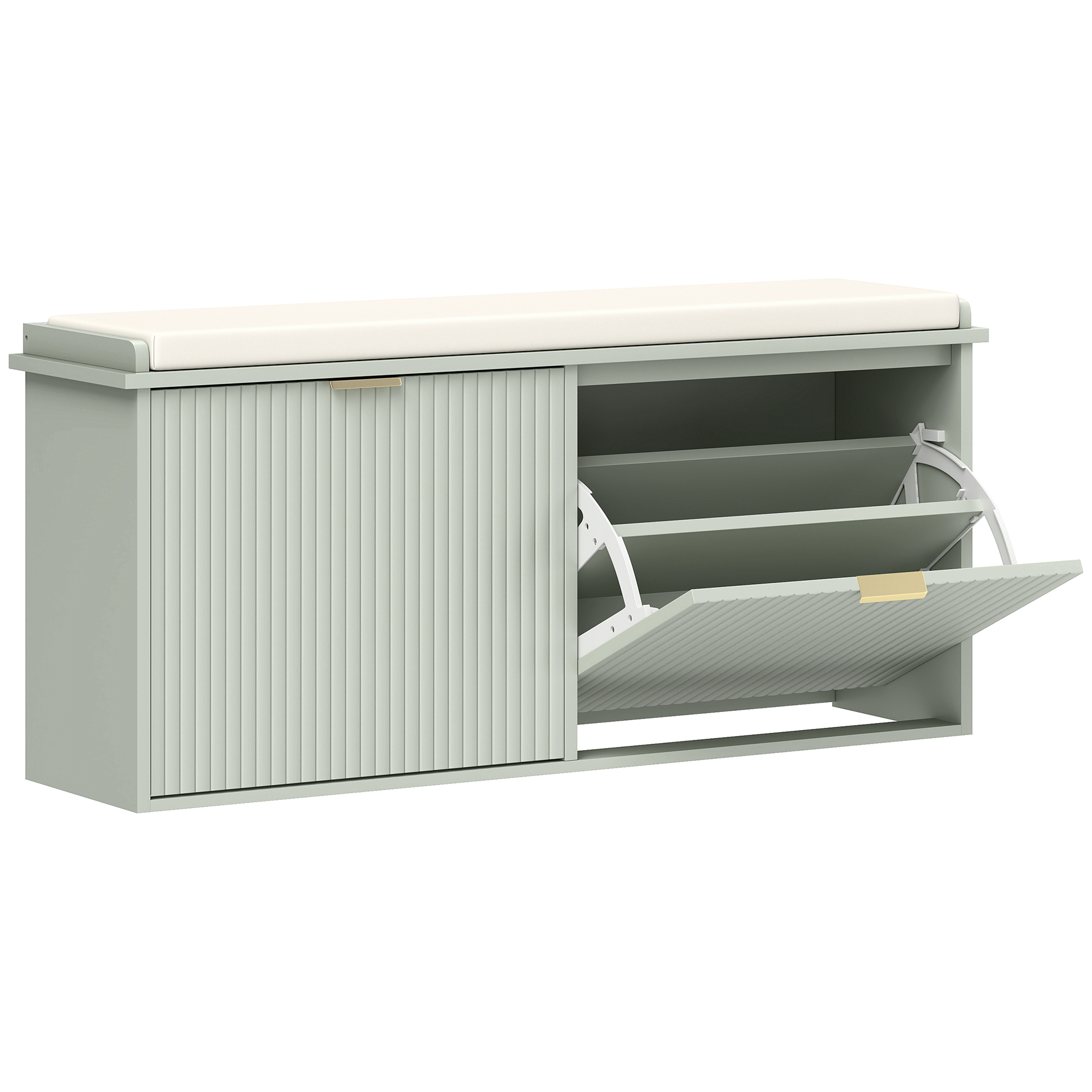KELVIN 10 Pair Medium Shoe Bench Cabinet Green - Life Essentials