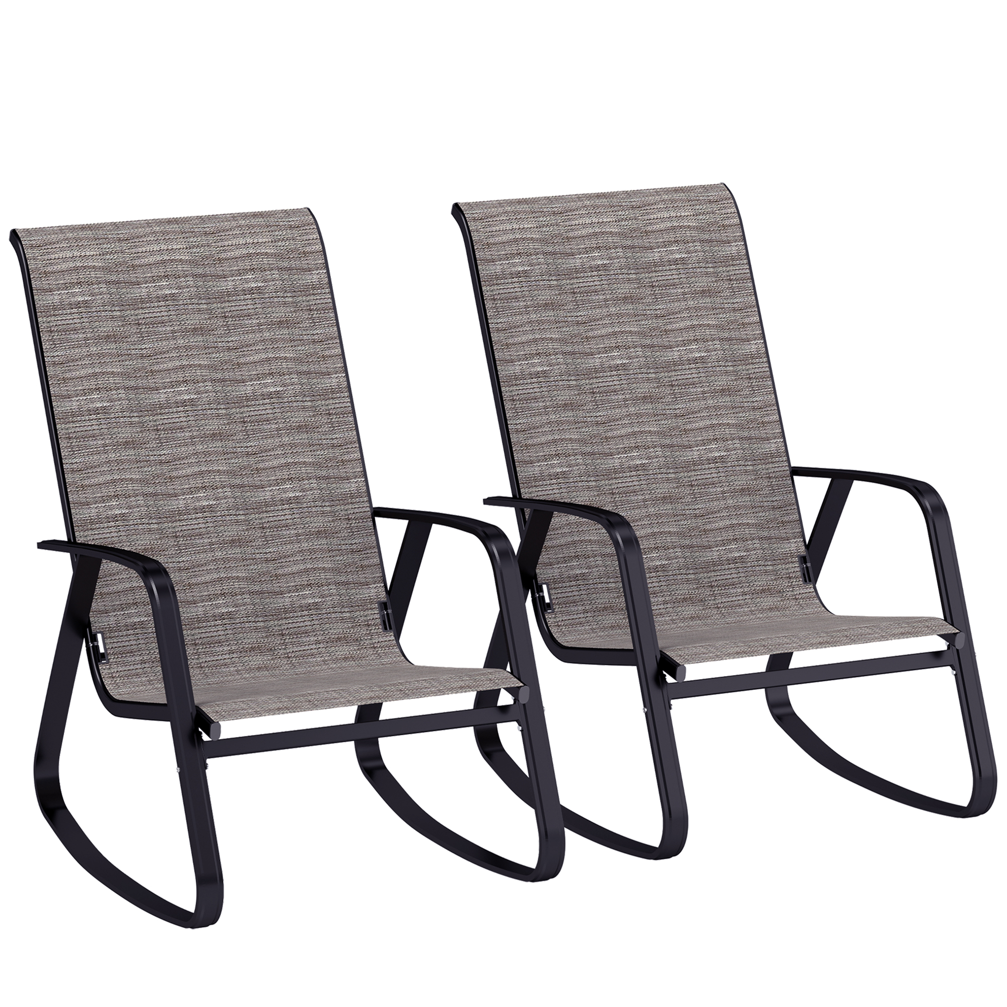 SUNVISTA Garden Rocking Chairs Set of 2, High Back Outdoor Rockers with Armrests, Light Brown - Life Essentials