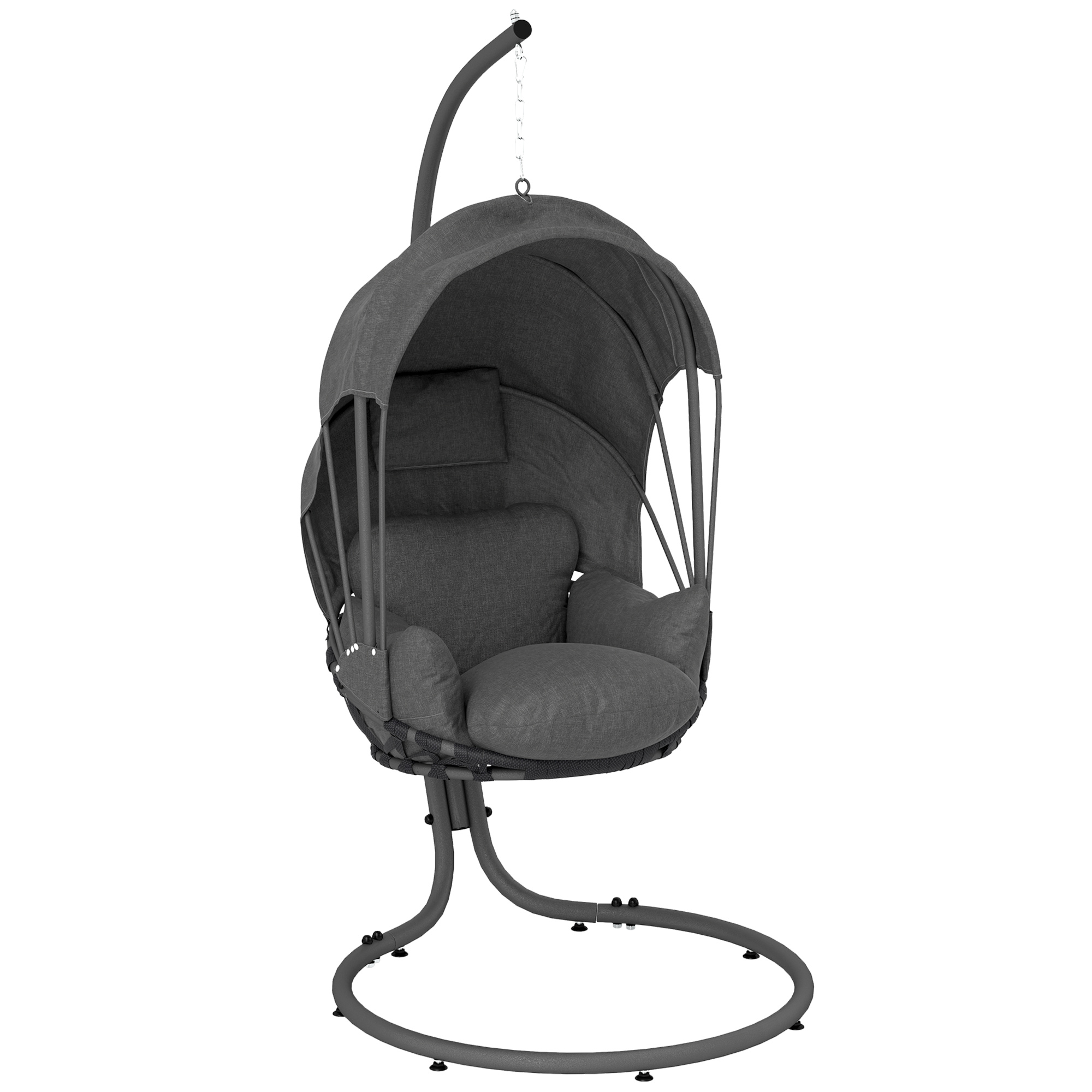 SUNVISTA Hanging Egg Chair Swing Hammock Chair with Stand, Cushion and Retractable Canopy, for Indoor and Outdoor, Grey - Life Essentials