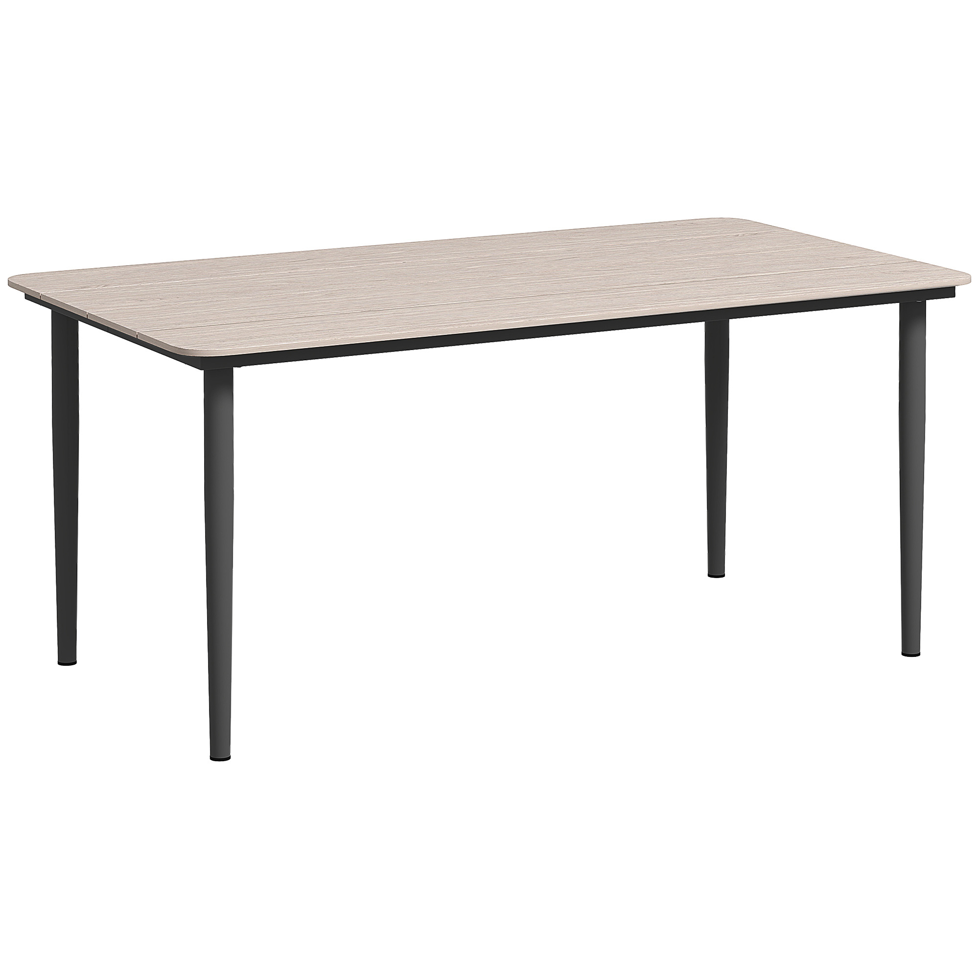 SUNVISTA 6-Seater Outdoor Dining Table, 160x90cm Metal Frame with WPC Top, Light Grey - Life Essentials
