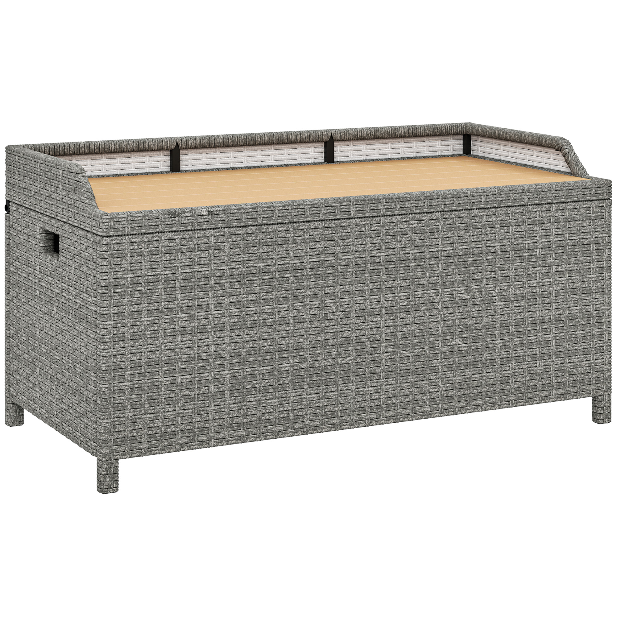 SUNVISTA 130 L Rattan Garden Storage Box, with Seat - Grey - Life Essentials