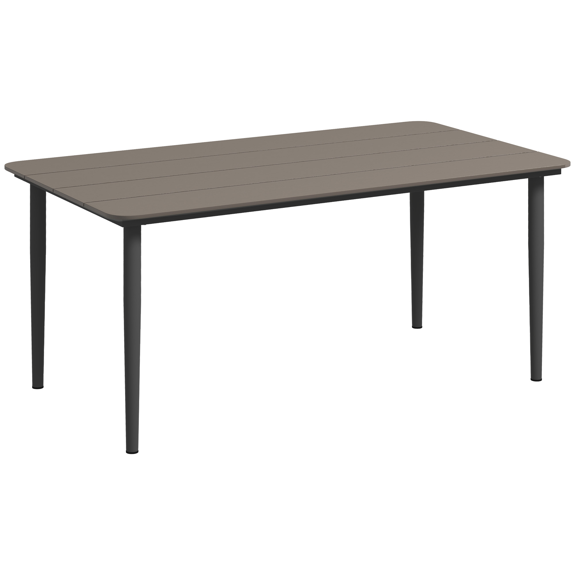SUNVISTA Garden Table, Outdoor Dining Table for 6 People, 160 x 90 x 74 cm, with Rust Resistant Metal Frame, WPC Top, for Balcony, Terrace, Dark Grey 