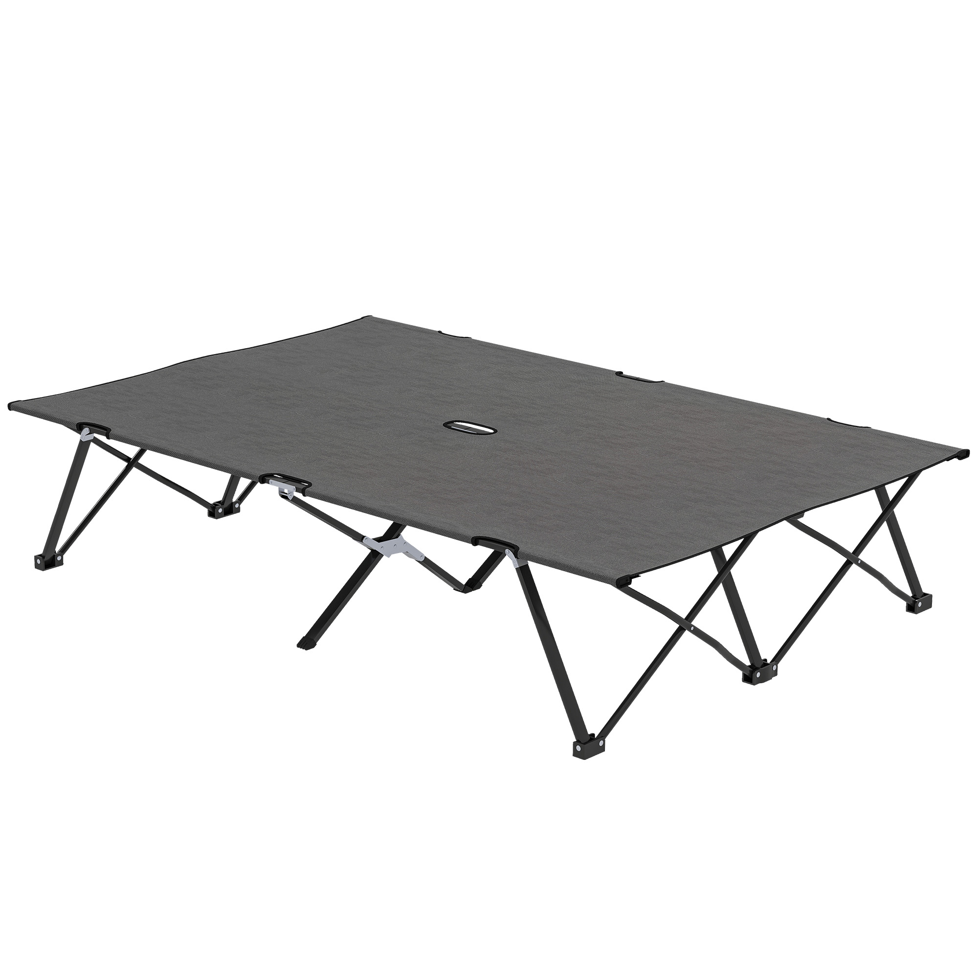 SUNVISTA Double Camping Cot Bed, with Bag - Charcoal Grey - Life Essentials