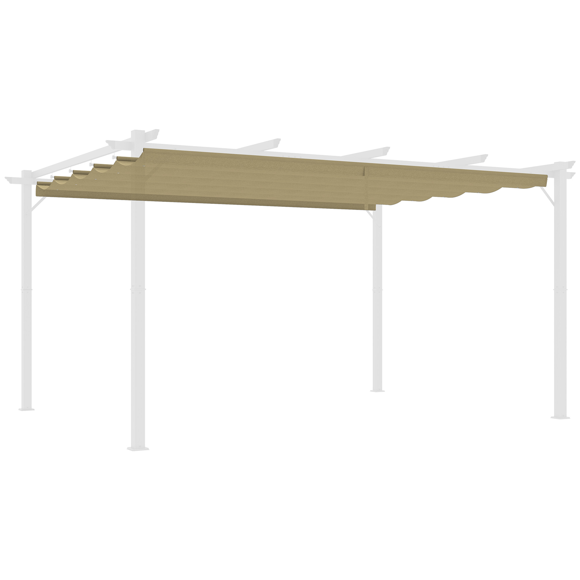 SUNVISTA Retractable Pergola Shade Cover, Replacement Canopy for 4 x 3 (m) Pergola, Retractable Roof, Tan - Life Essentials