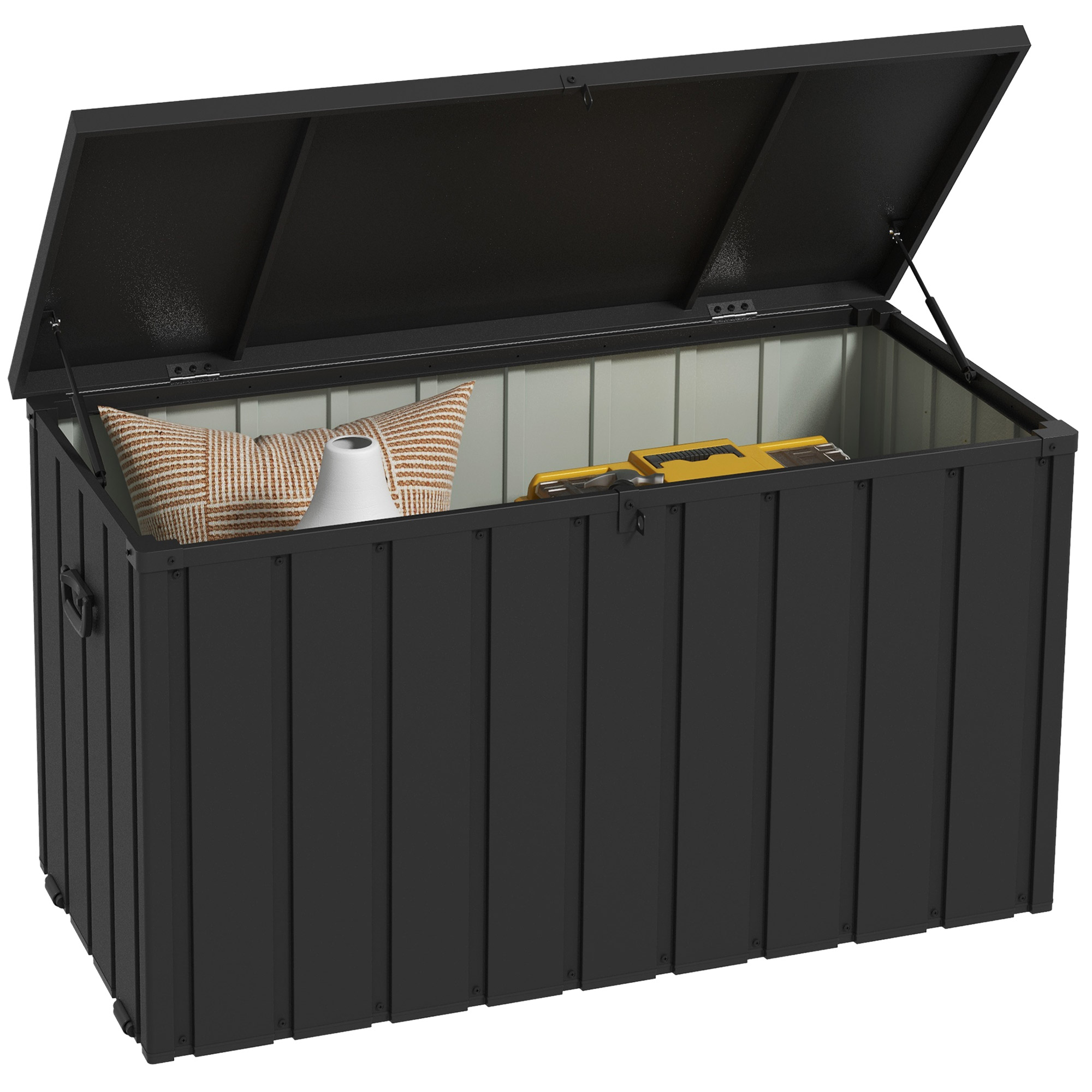 Jones 450L Galvanised Steel Storage Box with Wheels - Dark Grey - Life Essentials