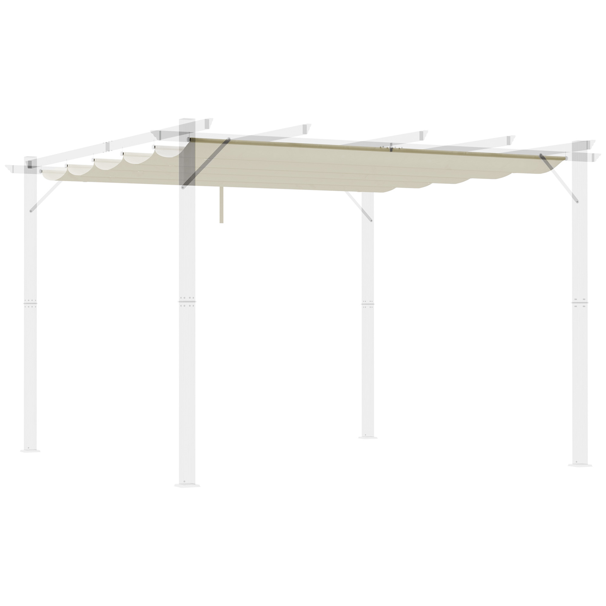 SUNVISTA Retractable Pergola Shade Cover, Replacement Canopy Fabric for 3 x 3 (m) Pergola, Gazebo Retractable Roof, Cream White - Life Essentials