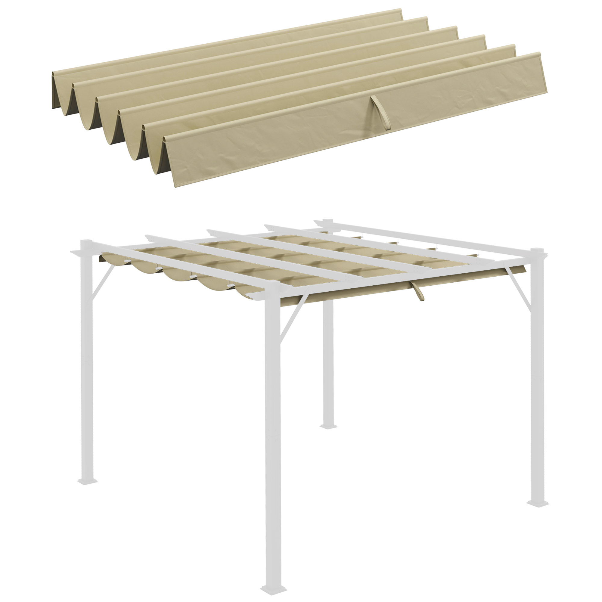 Retractable Pergola Shade Cover, Replacement Canopy Fabric for 3 x 3 (m) Pergola, Gazebo Retractable Roof, Beige - Life Essentials