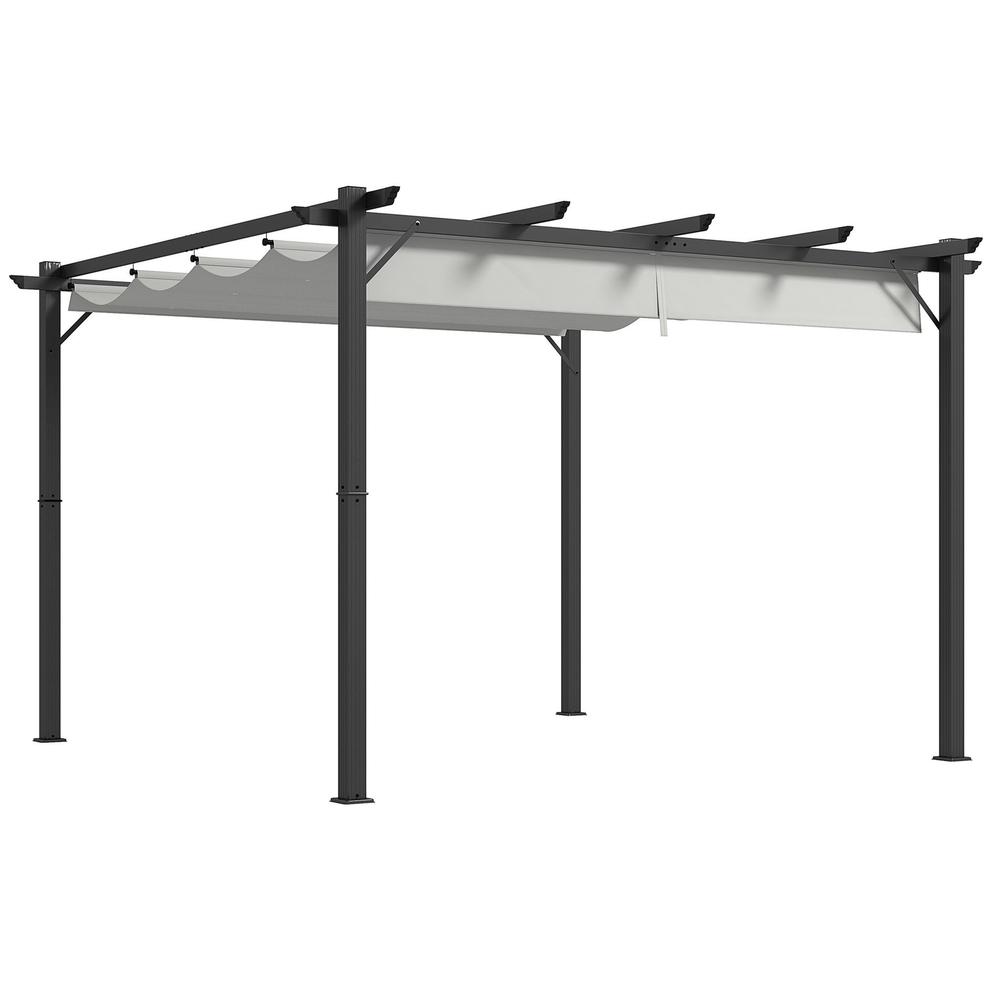 3 x 3(m) Aluminium Pergola Canopy Gazebo Awning Outdoor Garden Sun Shade Shelter Marquee Party BBQ, Light Grey - Life Essentials
