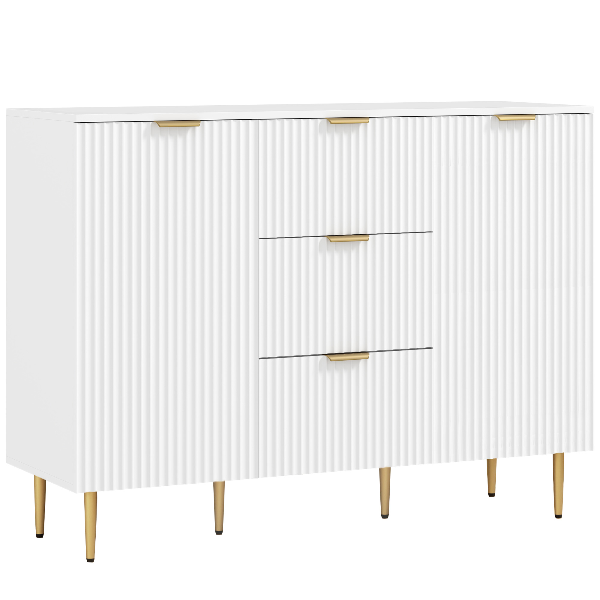 KELVOR Wooden Sideboard 2 Door 3 Drawer - White - Life Essentials