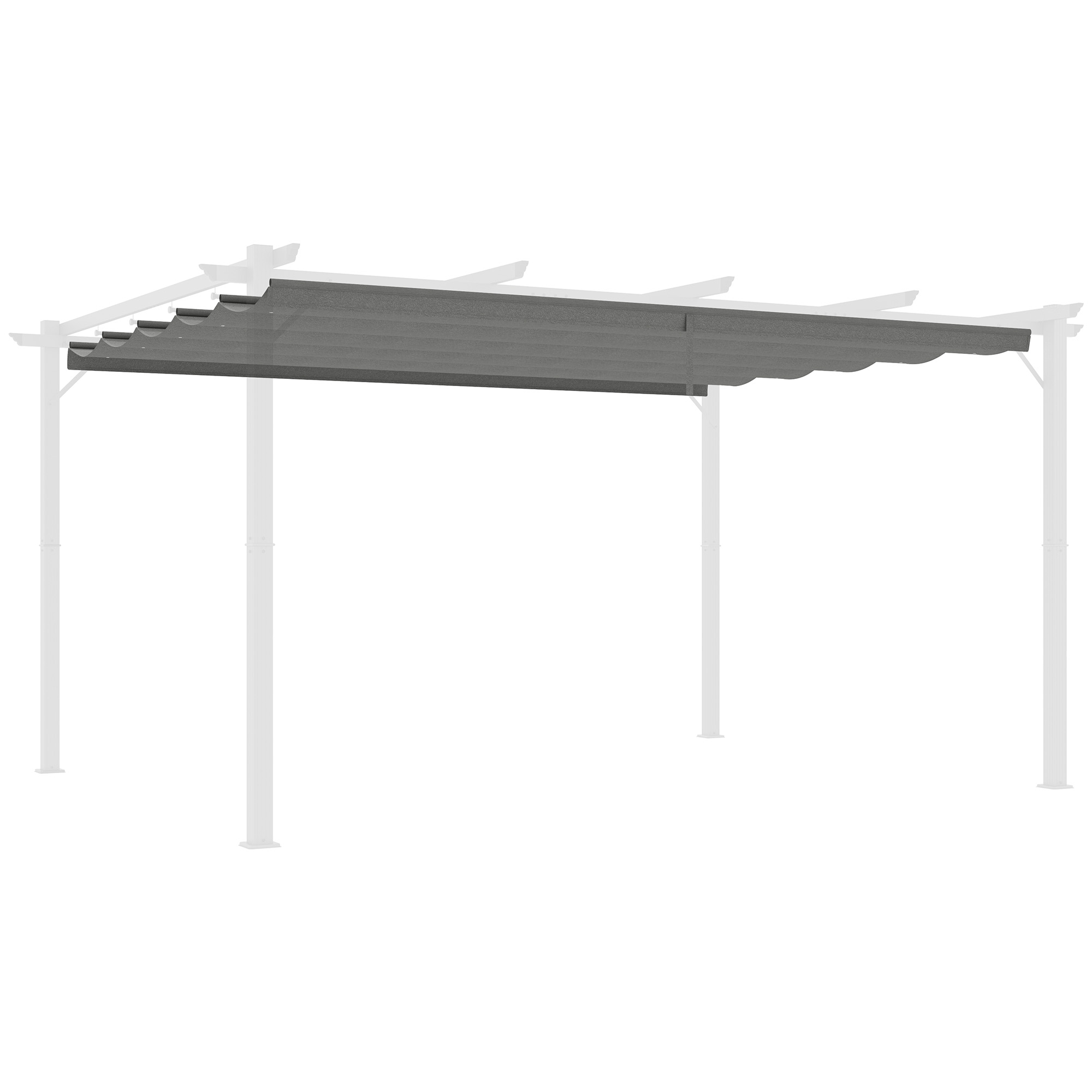 SUNVISTA Retractable Pergola Shade Cover, Replacement Canopy for 4 x 3 (m) Pergola, Retractable Roof, Light Grey - Life Essentials