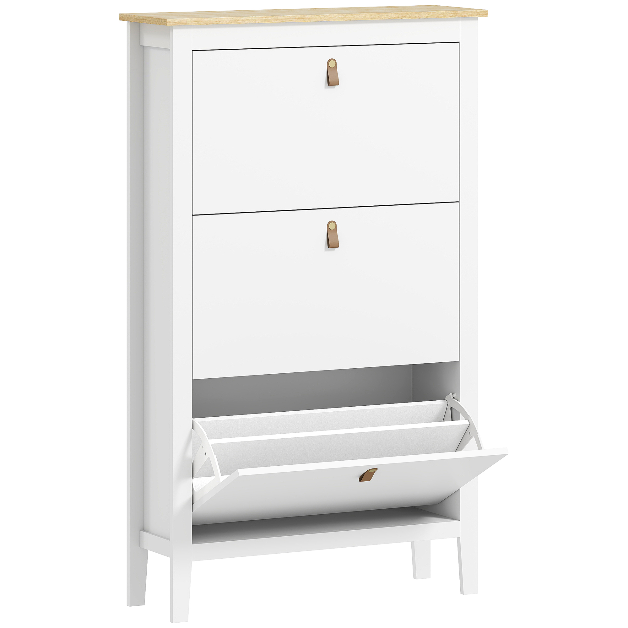 ZABIST 3 Drawers Large Shoe Cabinet White - Life Essentials