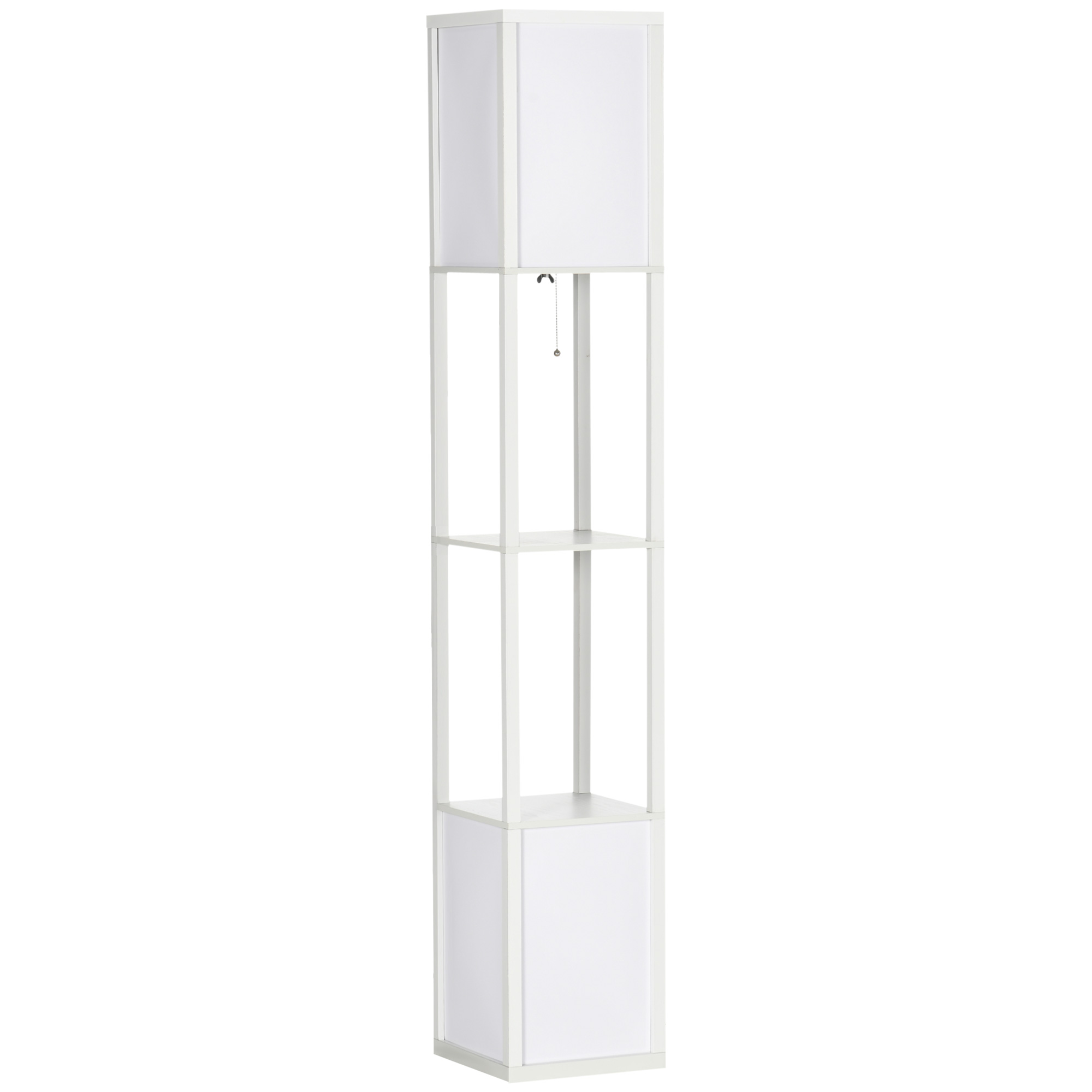 Modern Shelf Floor Lamp with Dual Ambient Light, Standing Lamp Living Room, Bedroom, 156cm, White - Life Essentials
