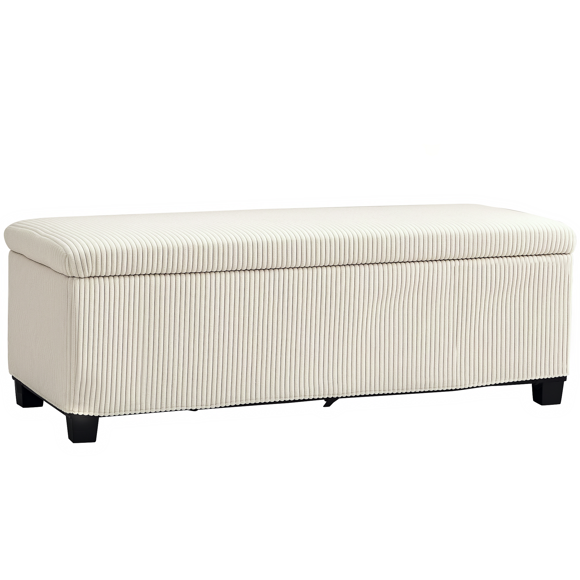 HERON Storage Ottoman Bench, Corduroy Footstool with Removable Lid and Legs, 112cm Storage Chest Box for Living Room, Bedroom, Hallway, Beige - Life 