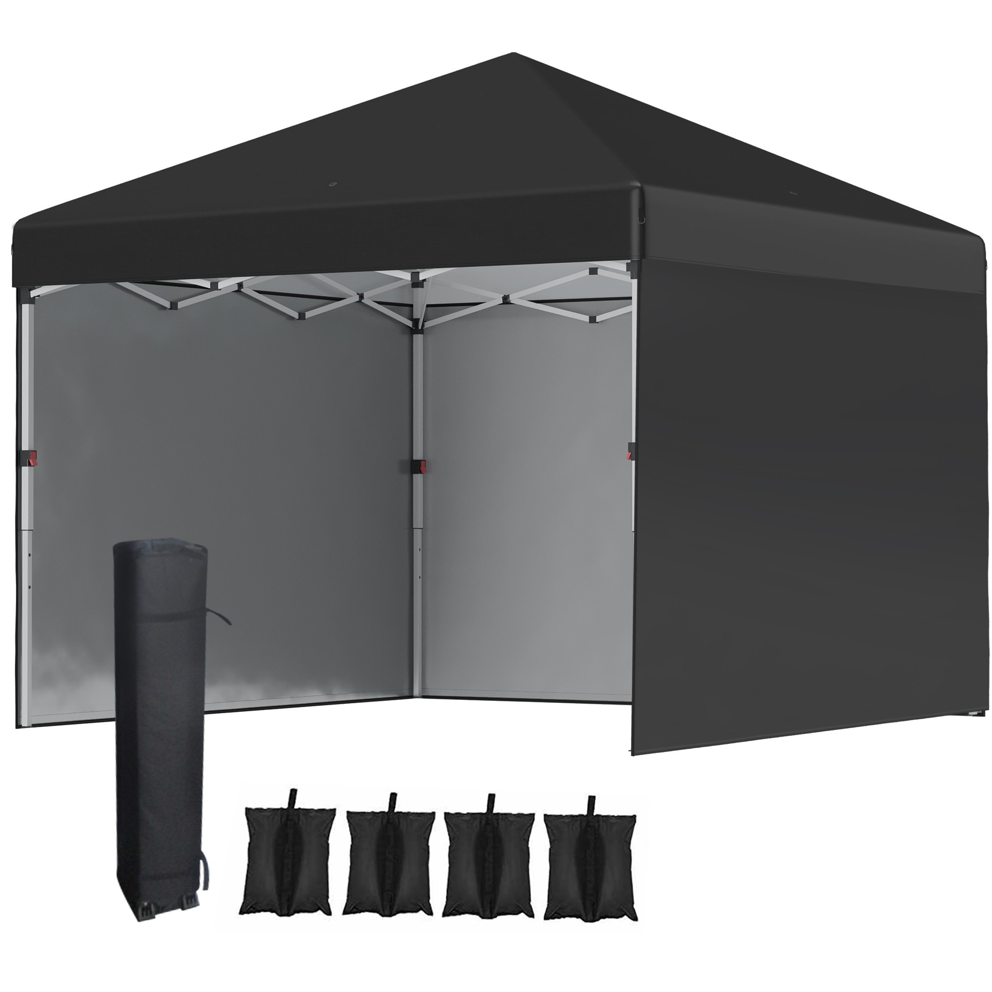 3 x 3 (M) Pop Up Gazebo Event Shelter, Height Adjustable Party Tent with 2 Sidewalls, Weight Bags and Wheeled Bag - Life Essentials