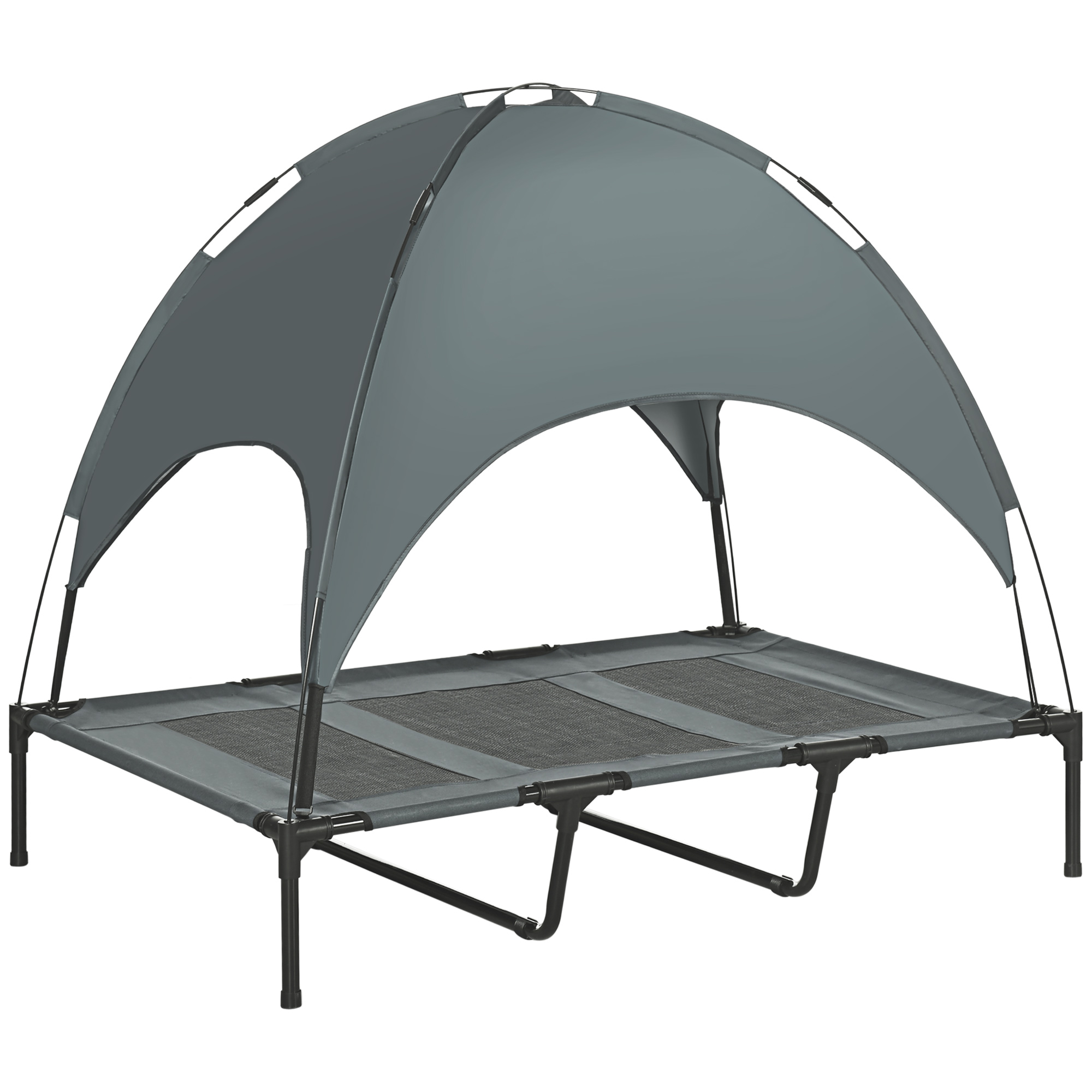 Raised Dog Bed Waterproof Elevated Pet Cot with Breathable Mesh UV Protection Canopy Grey, for XXL Dogs, 122 x 92 x 108cm - Life Essentials