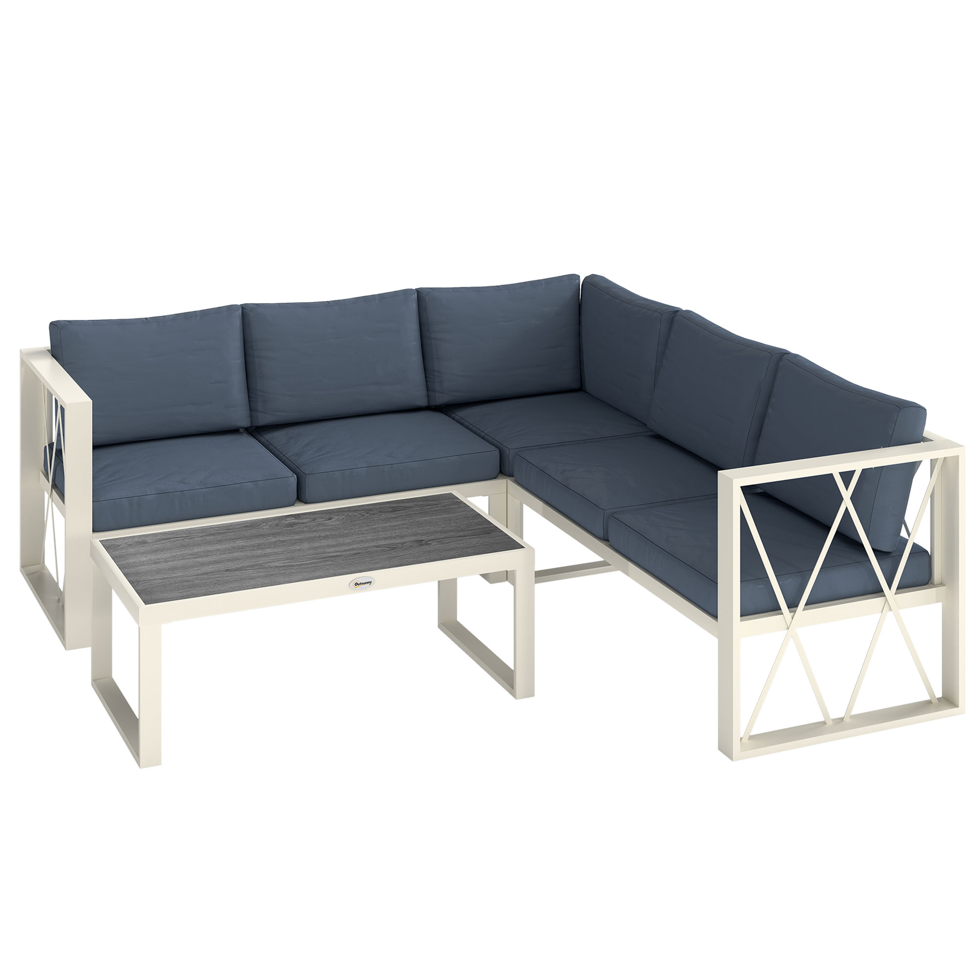 SUNVISTA Four-Piece L Shaped Garden Furniture Set with 5-Level Adjustable Lounger - Grey - Life Essentials