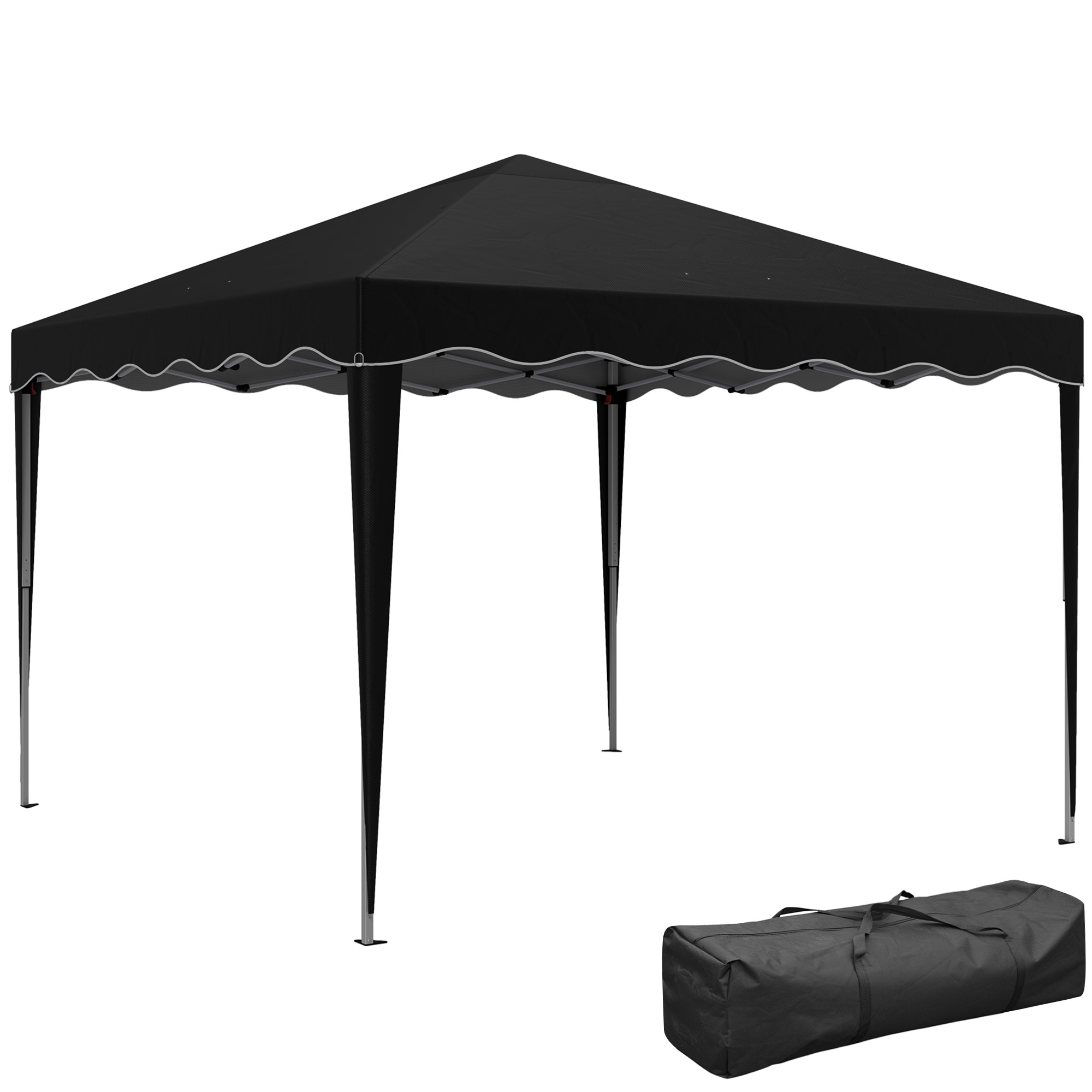 SUNVISTA 3 x 3cm Adjustable Height Pop-Up Gazebo, with Bag - Black - Life Essentials