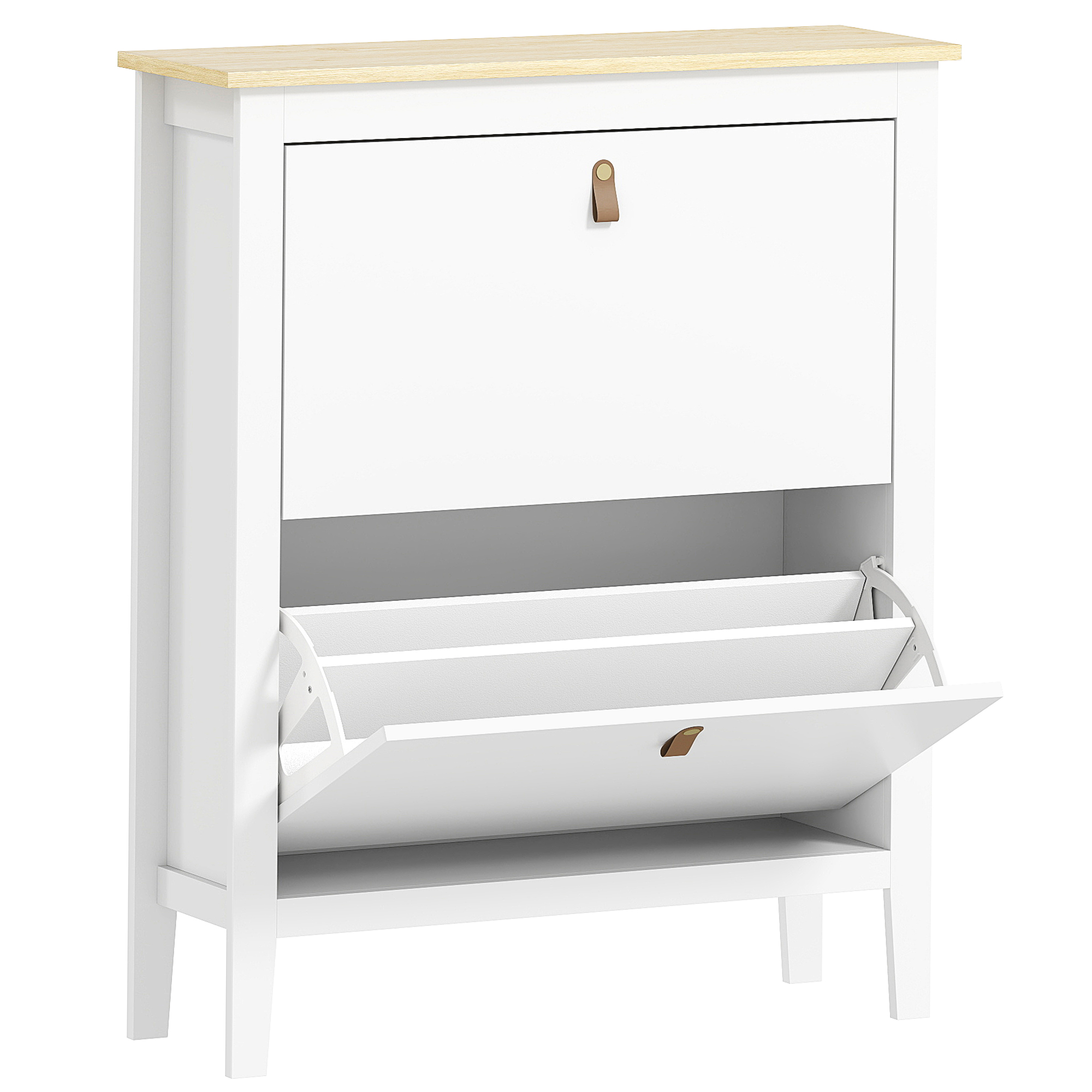 ZABIST 2 Drawers Medium Shoe Cabinet White - Life Essentials