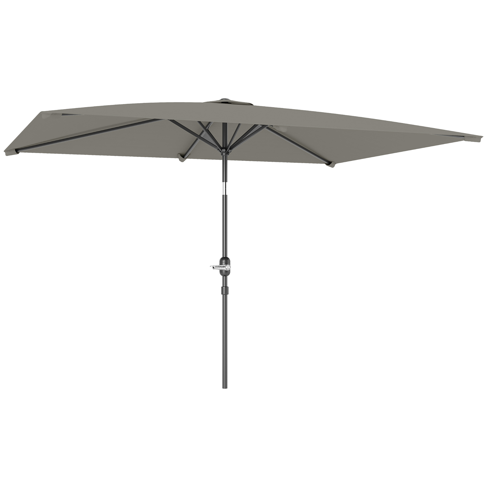 SUNVISTA 3x2m Patio Parasol Garden Umbrellas Canopy with Aluminium Tilt Crank Rectangular Sun Shade Steel, Light Grey - Life Essentials