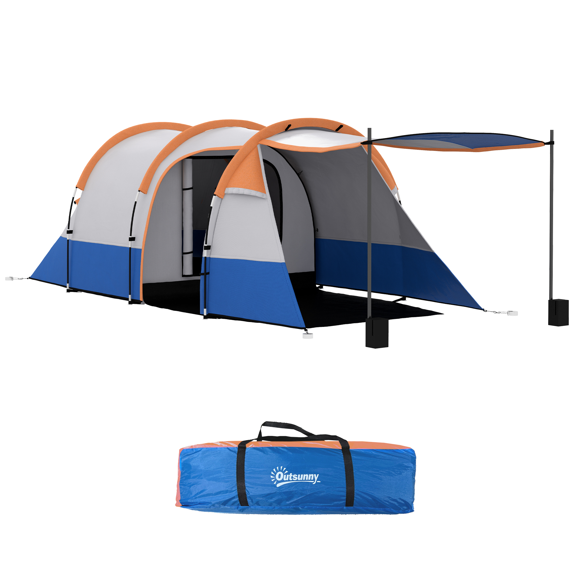 Jones Camping Tent with Bedroom and Living Area for 2-3 Man - Orange - Life Essentials