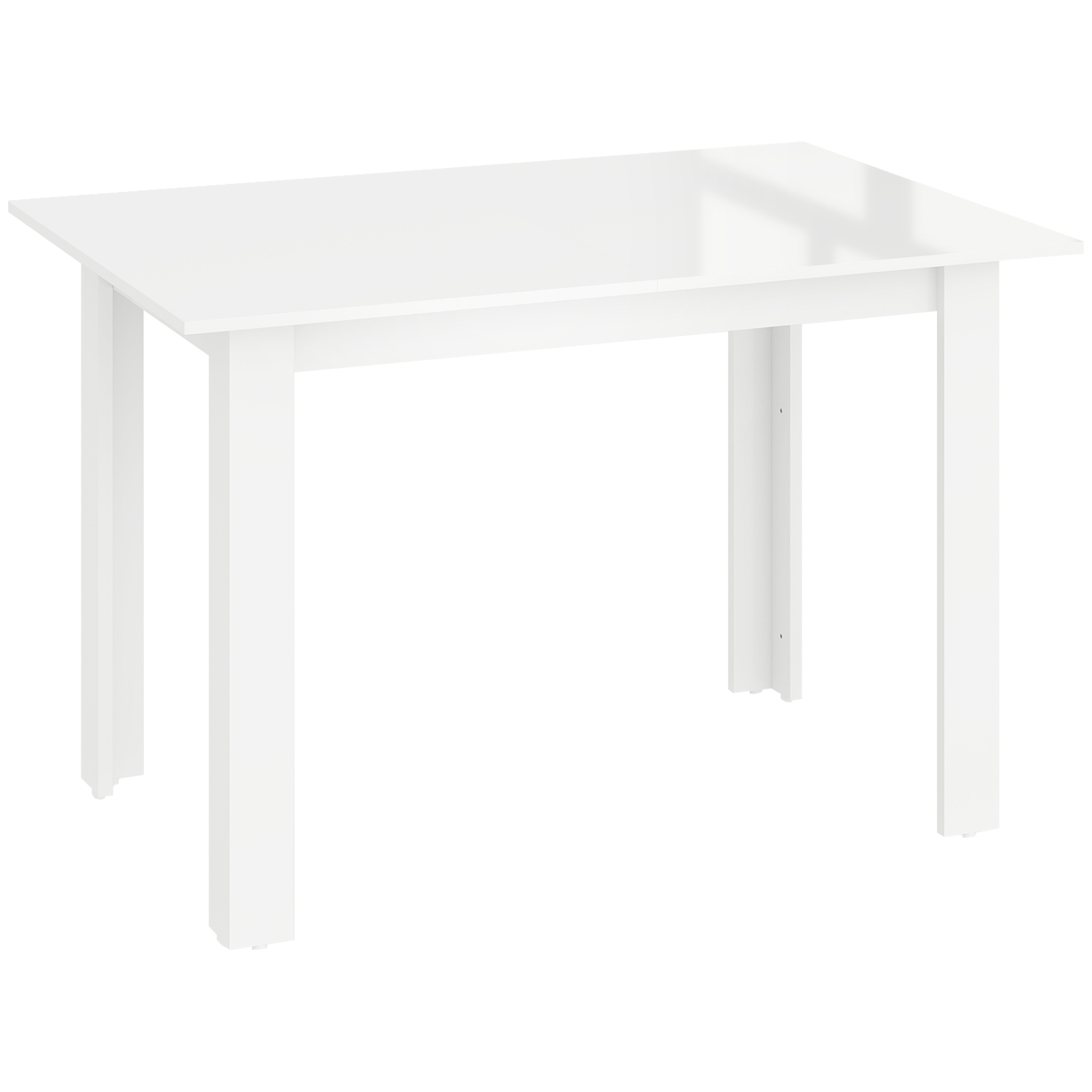 HERON Extendable Dining Table, 120-160 x 70cm Rectangular Kitchen Table for Small Spaces, Seats 4-6 People, High Gloss White - Life Essentials