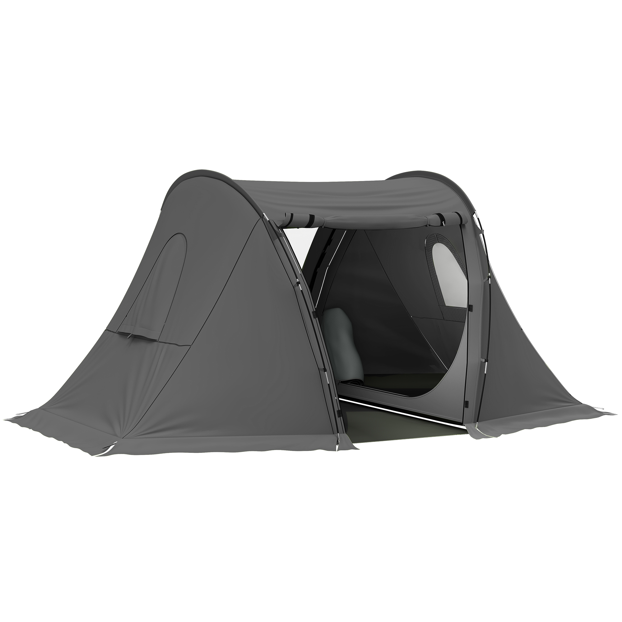 SUNVISTA 3 Man Camping Tent with Living Room, 2 Bedrooms, Waterproof 3000mm, Groundsheet - Dark Grey - Life Essentials