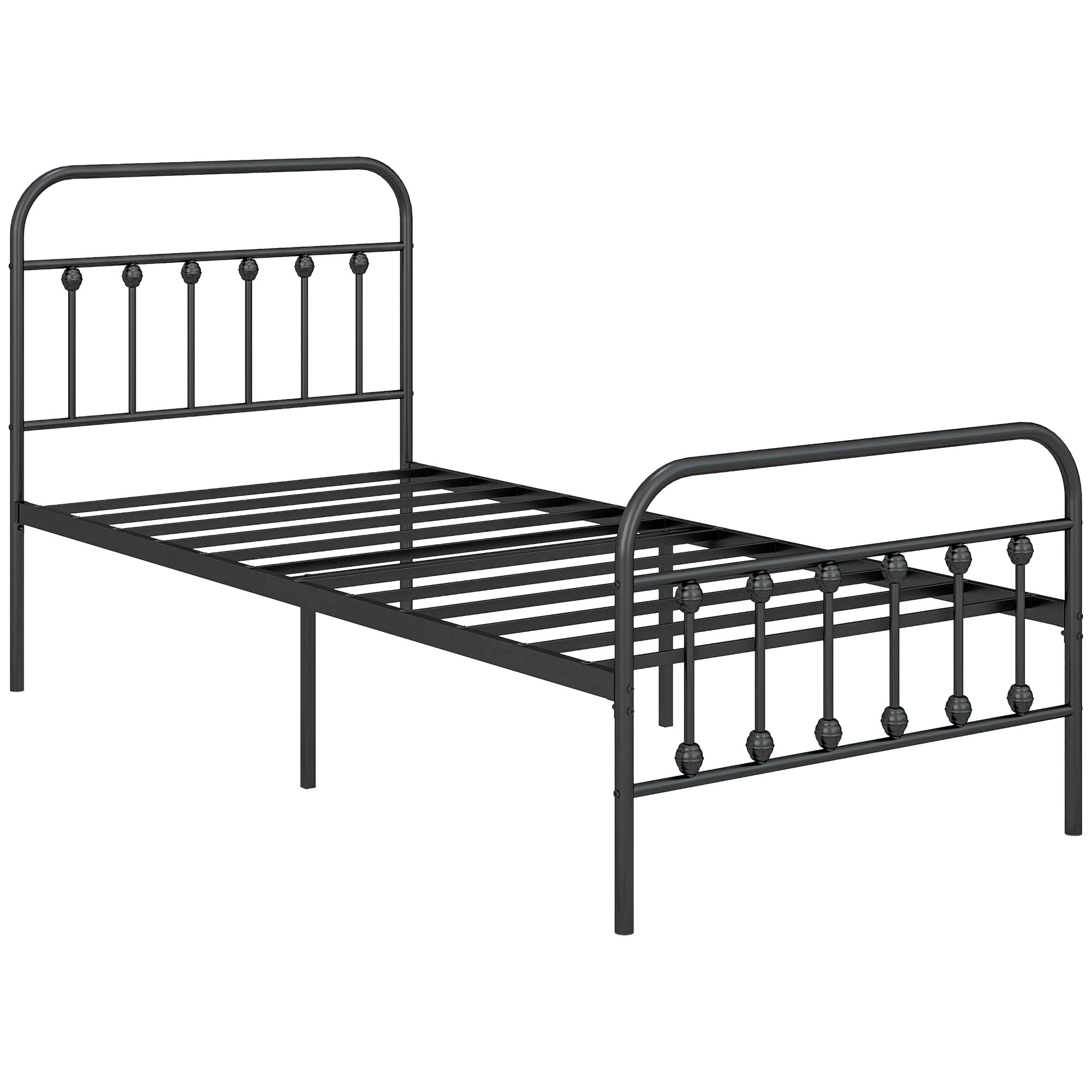 Scott 3ft Single Platform Bed Frame with Underbed Storage - Black - Life Essentials