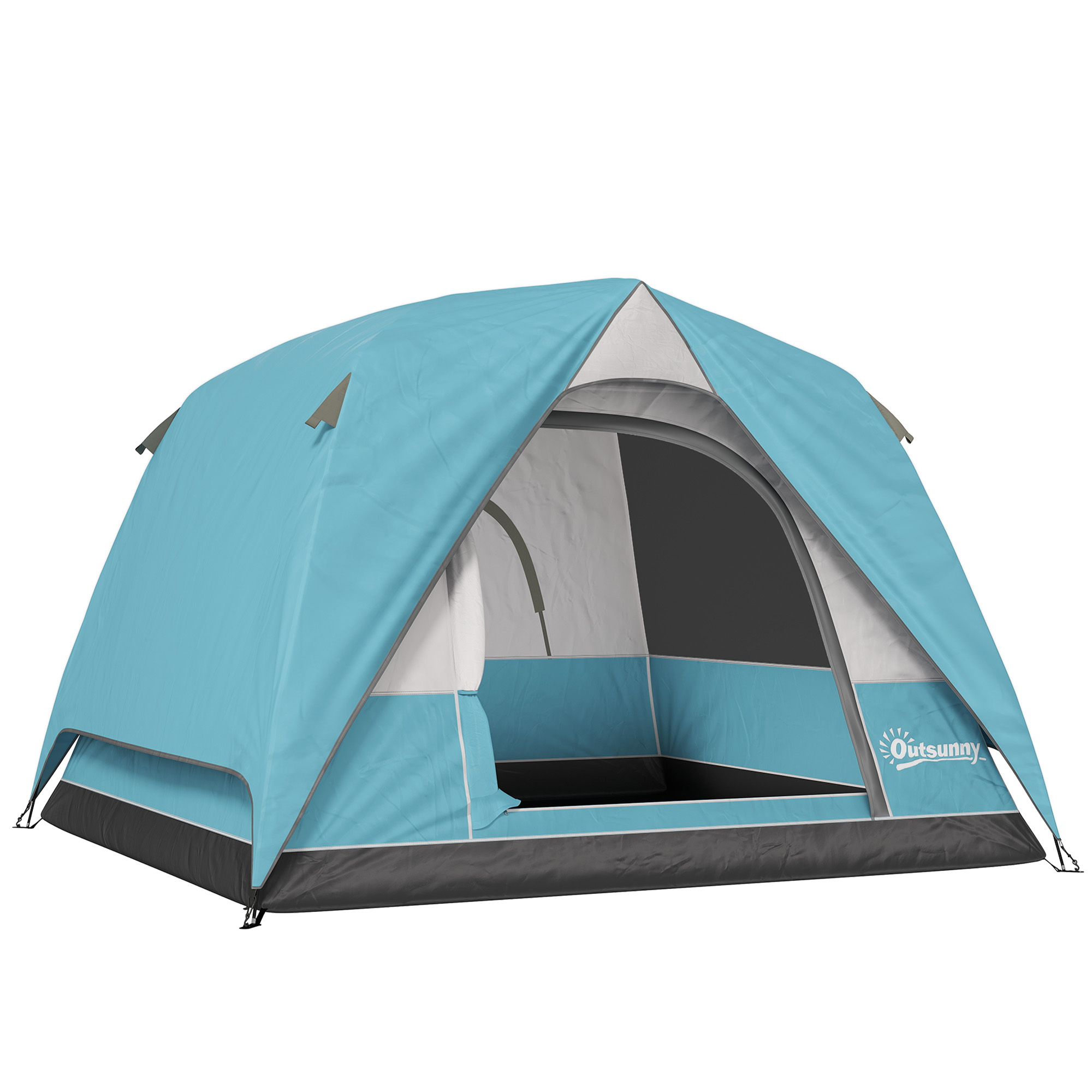 SUNVISTA 3-4 Person Dome Camping Tent, Waterproof with Groundsheet, Mesh Windows & Pocket - Navy/Blue - Life Essentials