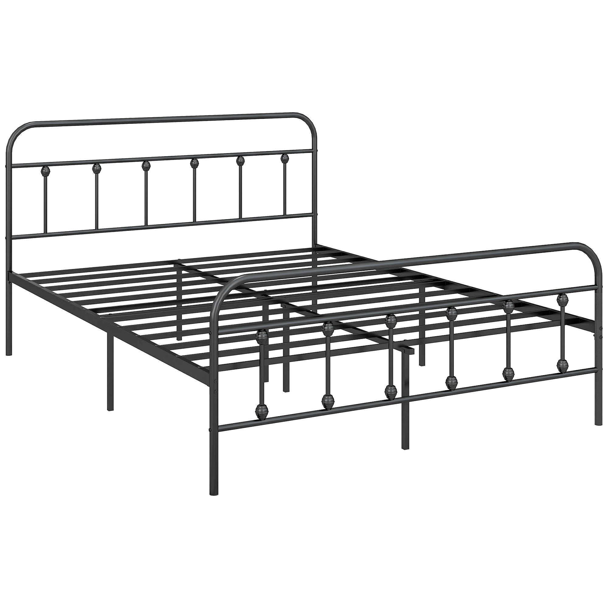 Scott 4ft Double Platform Bed Frame with Underbed Storage - Black - Life Essentials