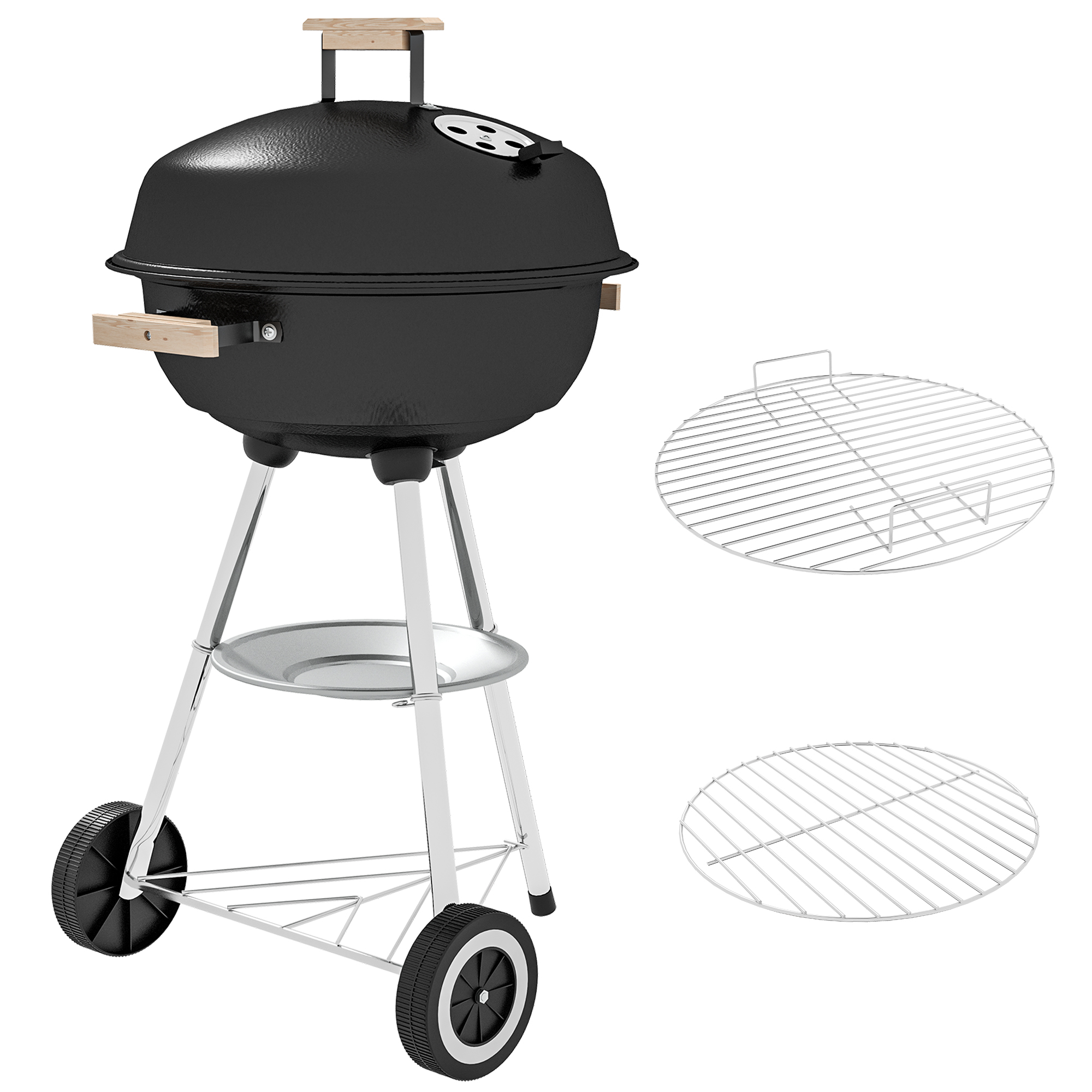 Charcoal Grill Portable Charcoal BBQ Round Kettle Grill Outdoor Heat Control Party Patio Barbecue - Life Essentials