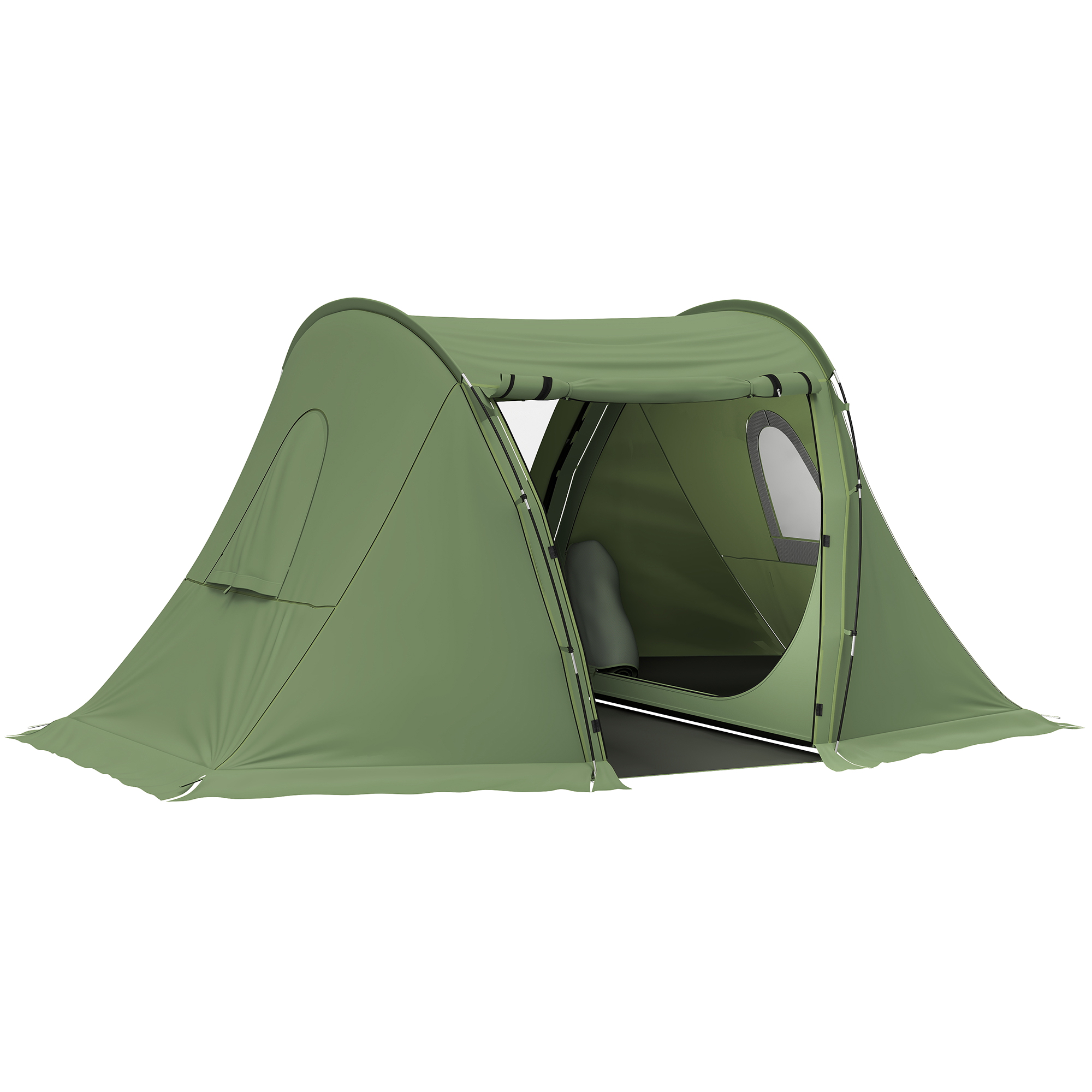 SUNVISTA 3 Man Camping Tent with Living Room, 2 Bedrooms, Waterproof 3000mm, Groundsheet - Green - Life Essentials