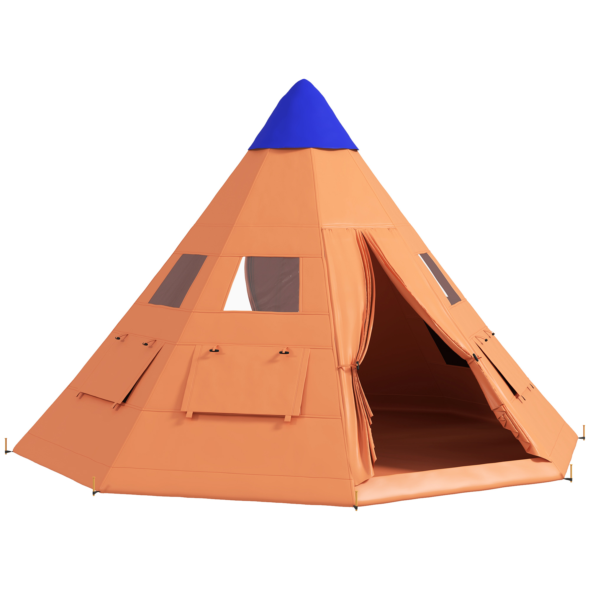 SUNVISTA 6 Men Tipi Tent with Carry Bag - Orange - Life Essentials