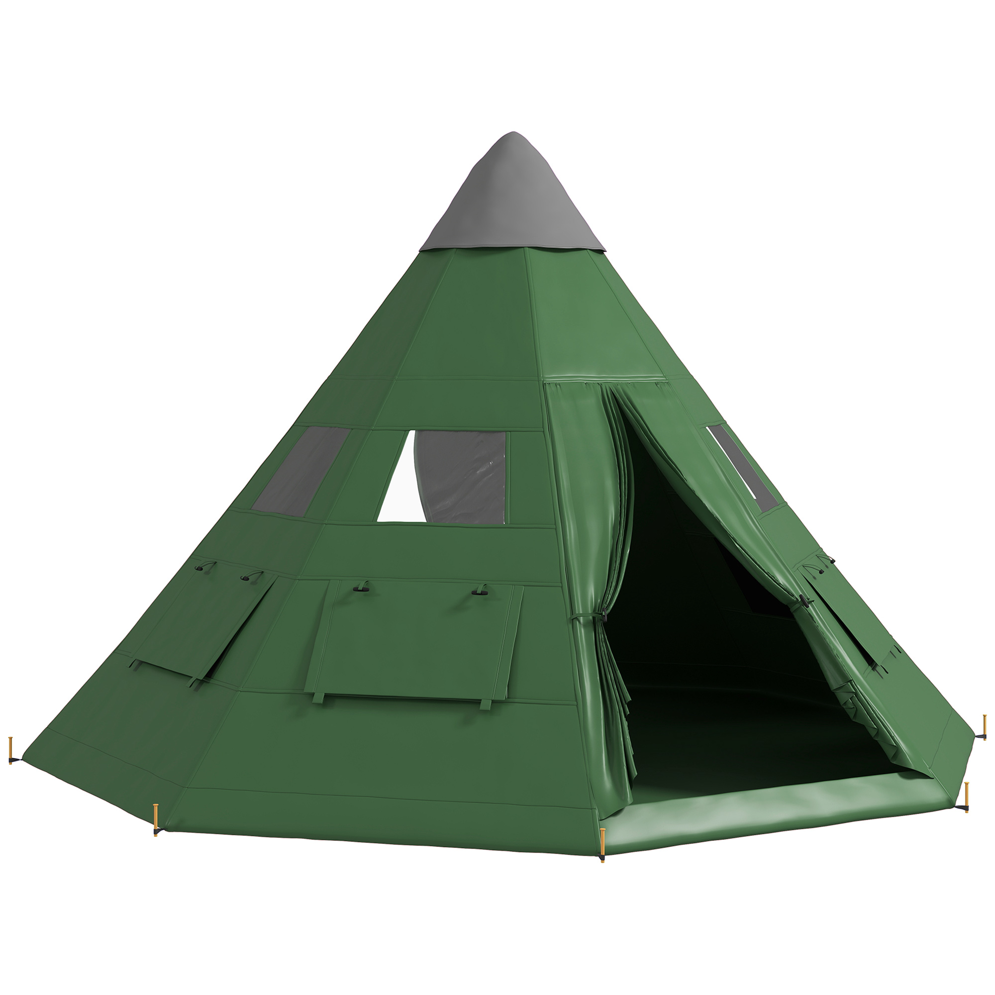 SUNVISTA 6 Men Tipi Tent with Carry Bag - Green - Life Essentials