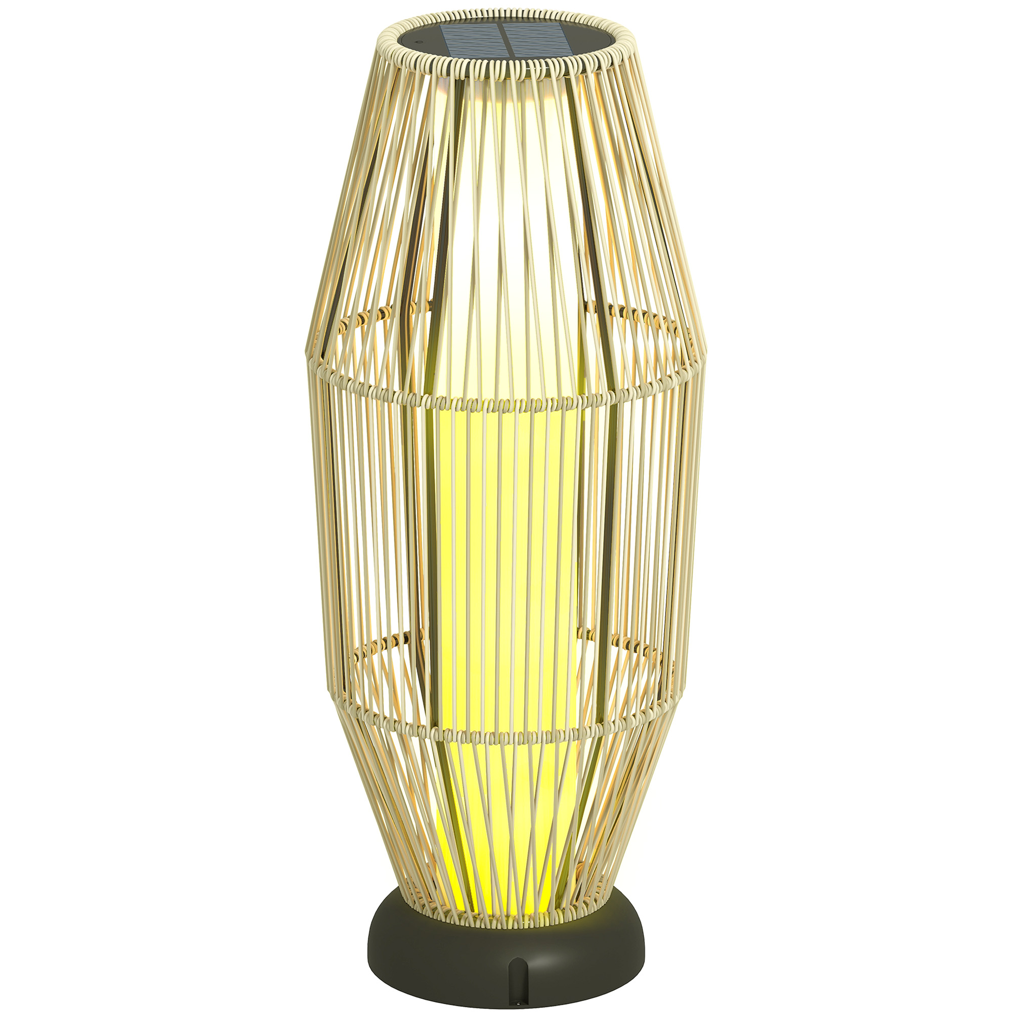 SUNVISTA 72cm Rattan Solar Garden Lamp, Auto On/Off LED Outdoor Light, IP44 Waterproof, Grey - Life Essentials