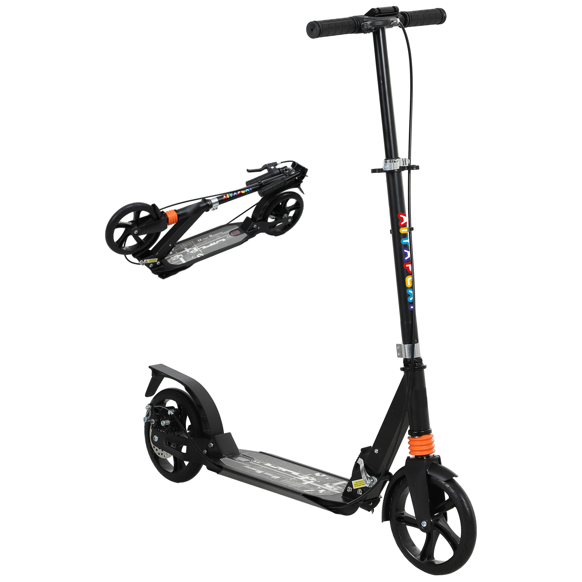 AIVAGO Kids Scooter with 4 Levels Adjustable Handlebar, Dual Brake System, 200mm Wheels, ABEC-7 Bearings, Black - Life Essentials