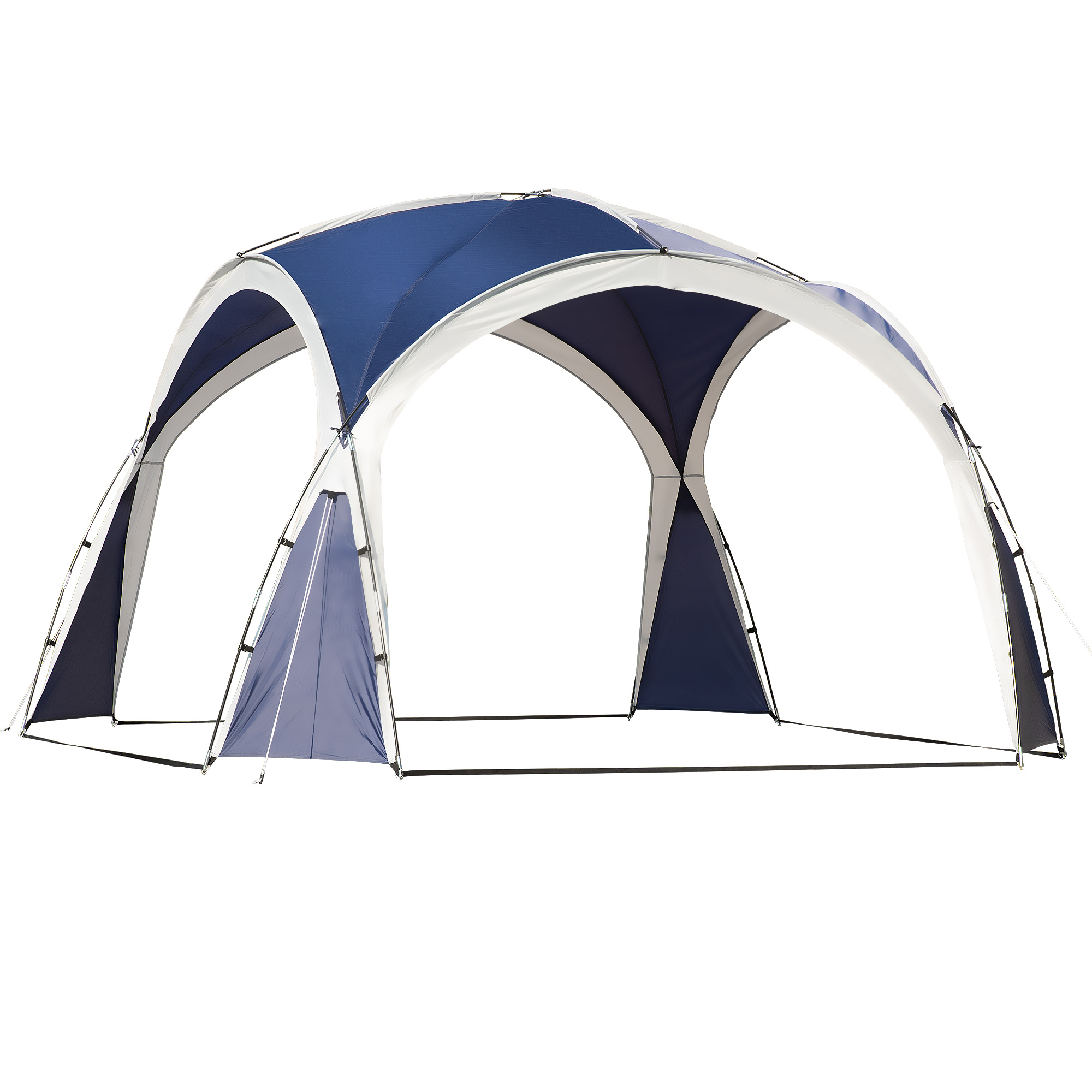 3.5 x 3.5M Gazebo Outdoor Marquee Tent Garden Sun Shelter Patio Spire Arc Pavilion Camp Sun Shade Blue and Grey - Life Essentials