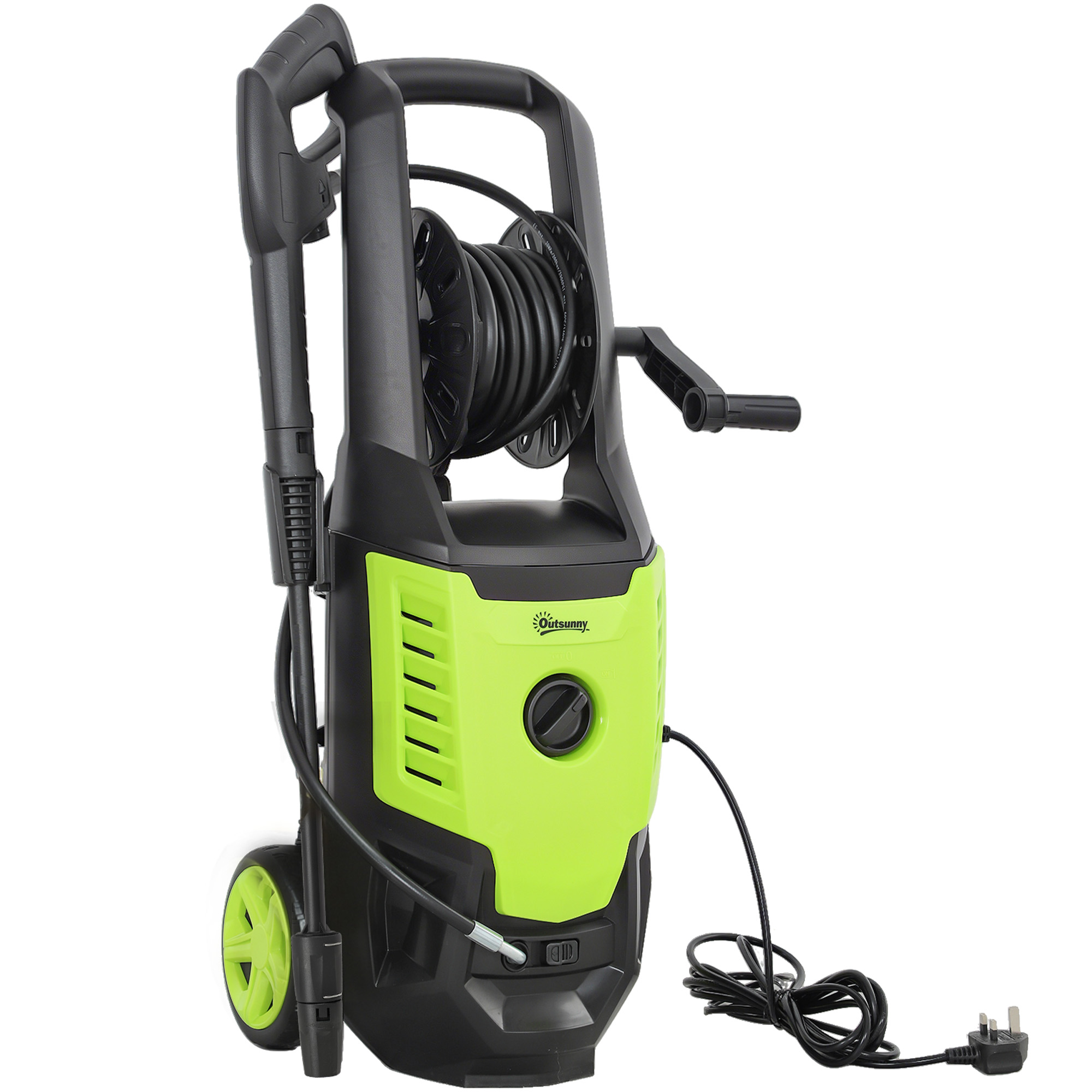 SUNVISTA 2200W High Pressure Washer, 170 Bar, 420L/h Flow, Jet Cleaner with Nozzle & Hose Reel - Green - Life Essentials