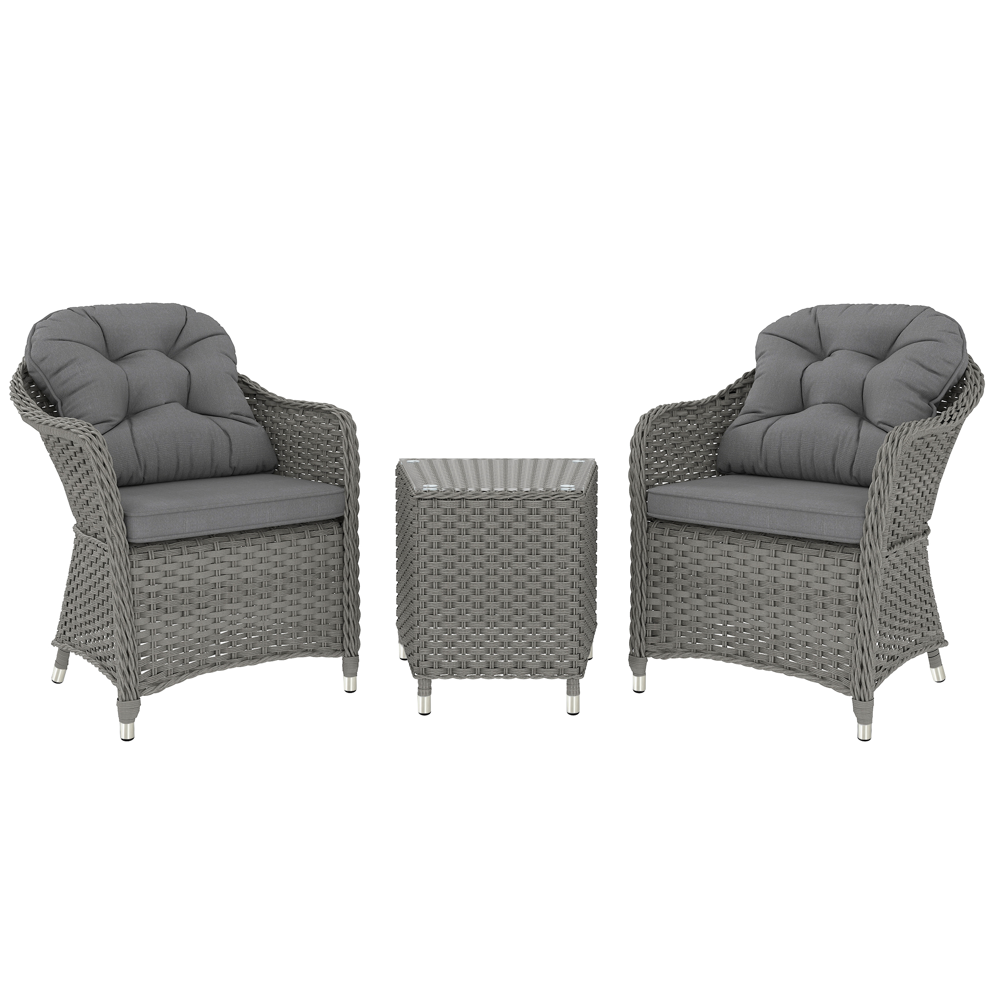 SUNVISTA Three-Piece Super Padded Rattan Set - Light Grey - Life Essentials