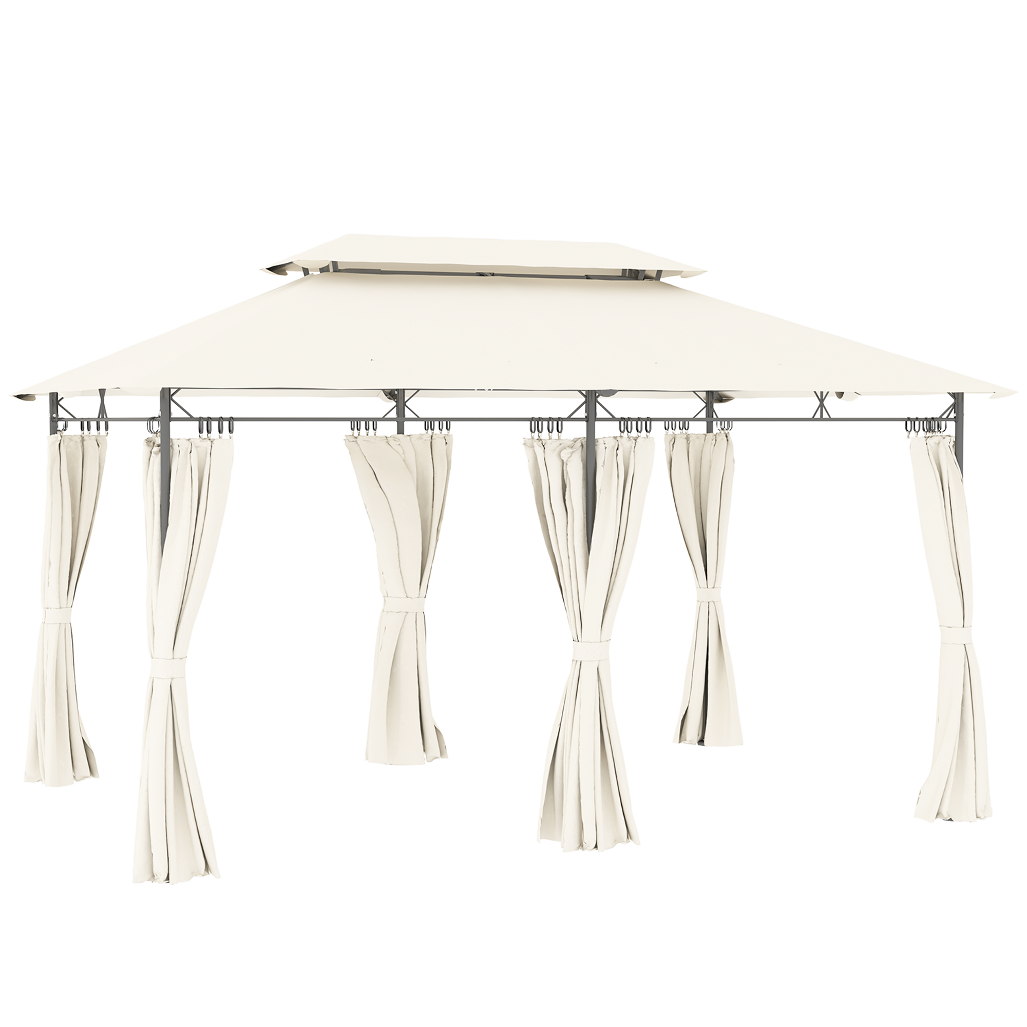 SUNVISTA 3 x 4m Metal Frame, Two-Tier Roof Gazebo - Cream White - Life Essentials