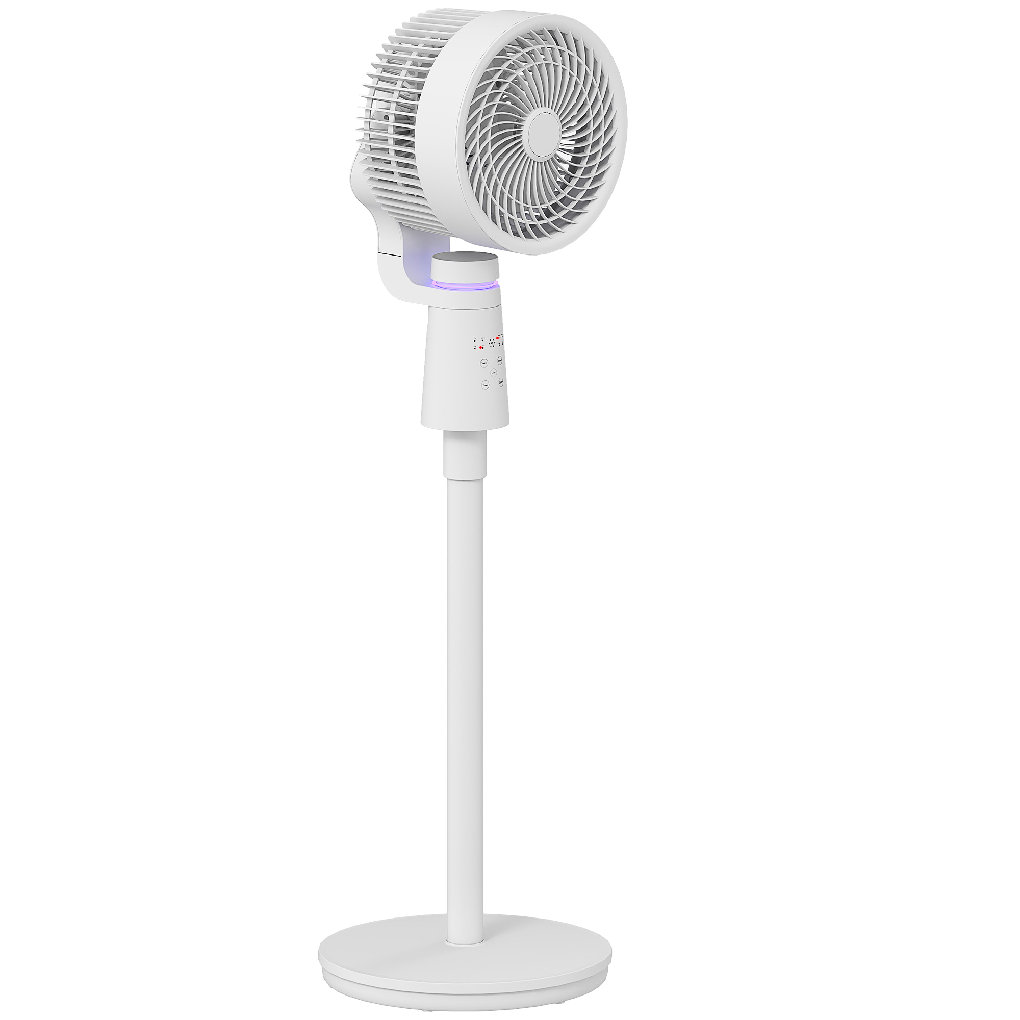 HERON Pedestal Air Circulation Fan with Oscillating, Light Off, White - Life Essentials