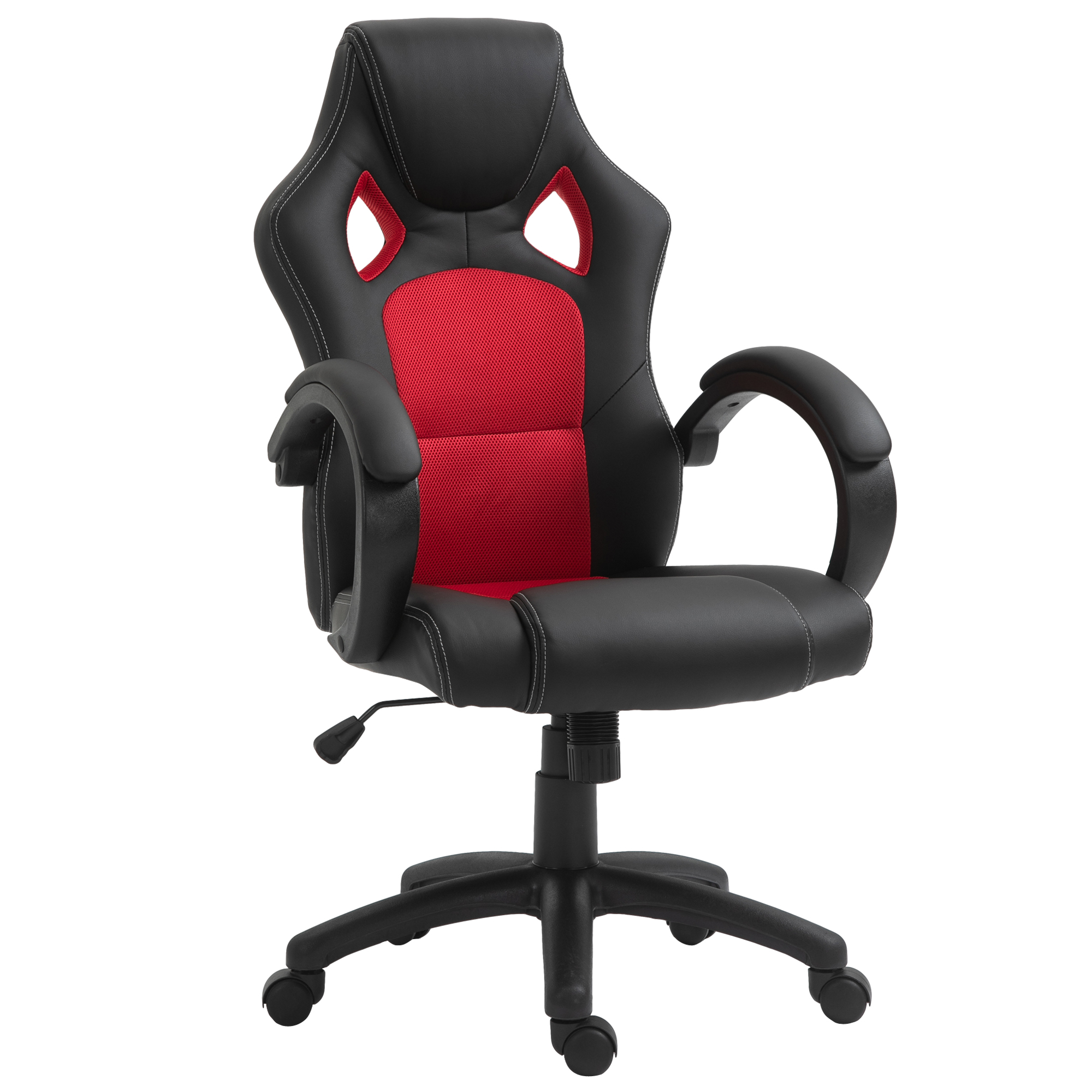 High-Back Office Chair Faux Leather Swivel Computer Desk Chair for Home Office with Wheels Armrests Black - Life Essentials