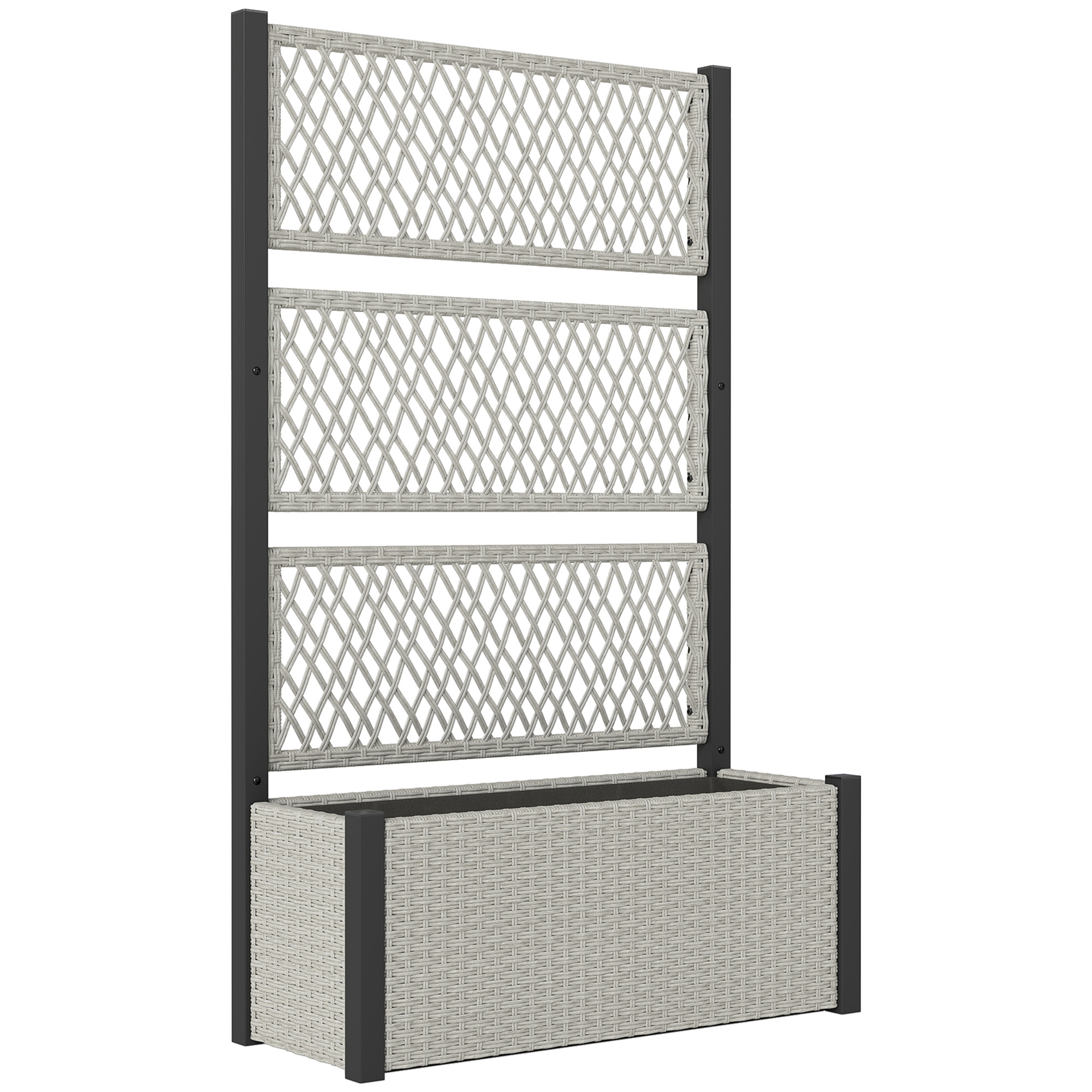 SUNVISTA Garden Planter Box with Trellis, Liner for Climbing Plants, Vegetables, Flowers, 90 x 35 x 148 cm, Mixed-grey - Life Essentials