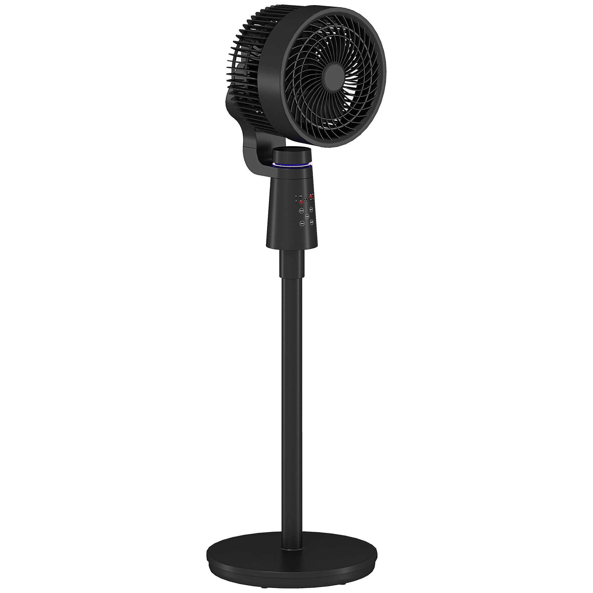 HERON Pedestal Air Circulation Fan with Oscillating, Light Off, Black - Life Essentials